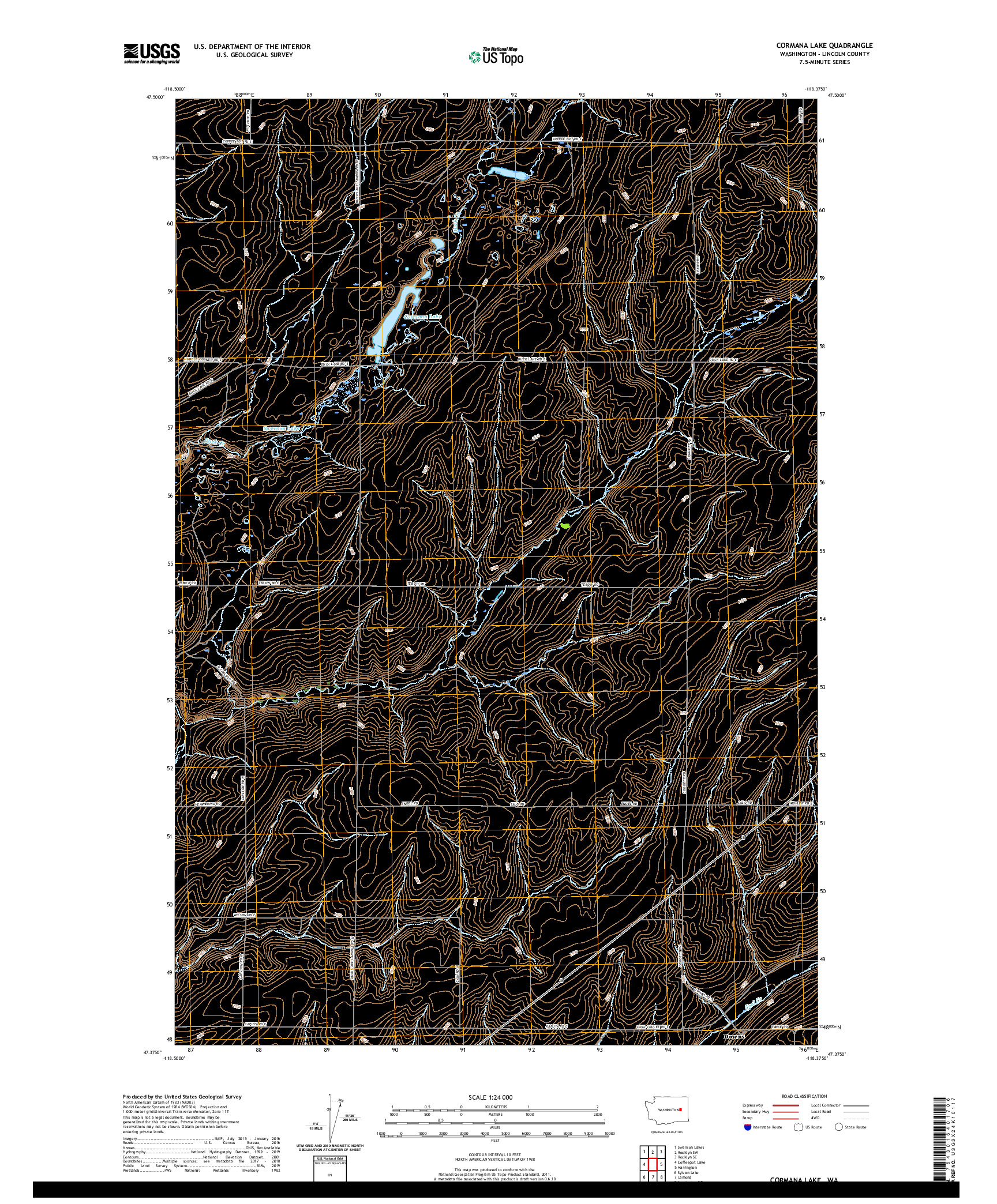 USGS US TOPO 7.5-MINUTE MAP FOR CORMANA LAKE, WA 2020