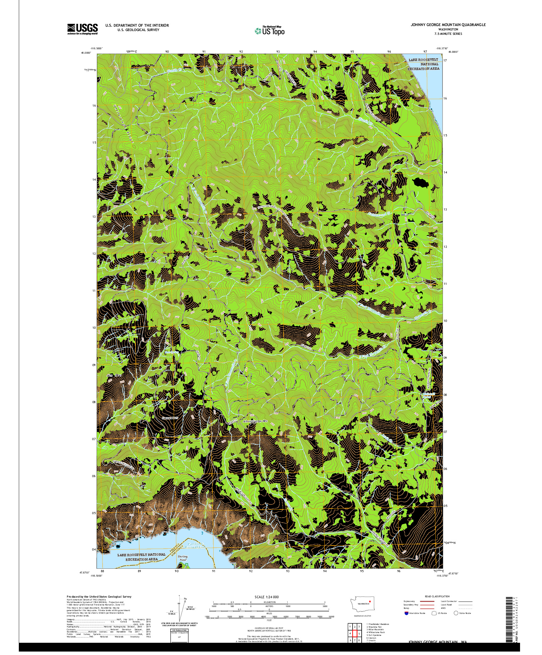 USGS US TOPO 7.5-MINUTE MAP FOR JOHNNY GEORGE MOUNTAIN, WA 2020