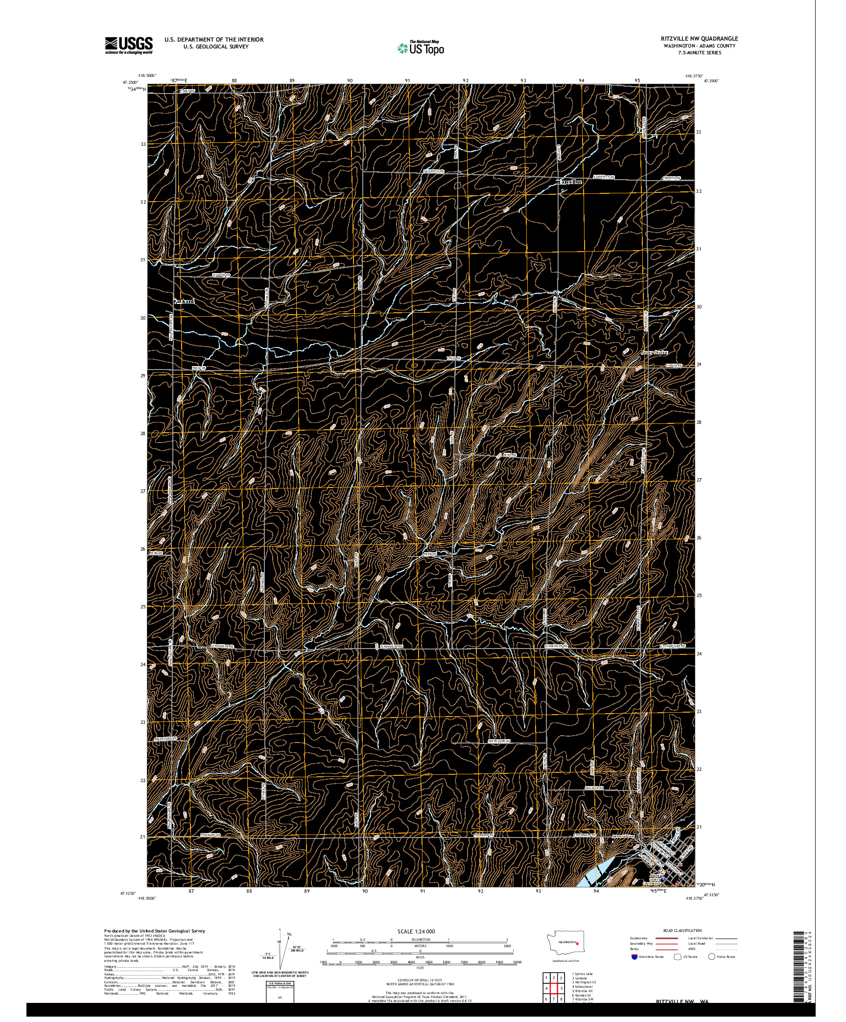 USGS US TOPO 7.5-MINUTE MAP FOR RITZVILLE NW, WA 2020