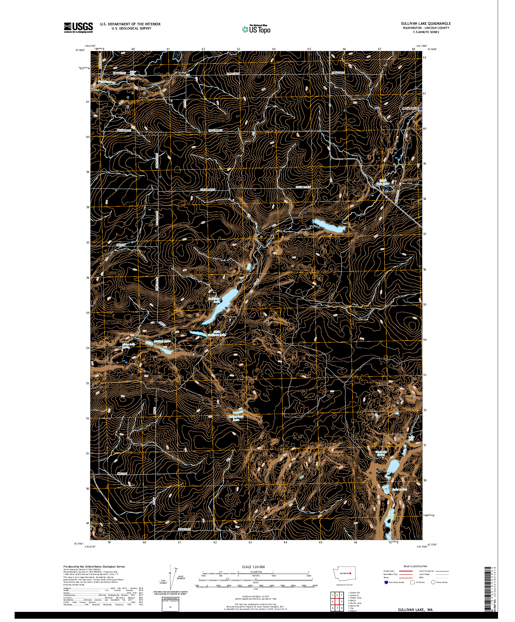 USGS US TOPO 7.5-MINUTE MAP FOR SULLIVAN LAKE, WA 2020