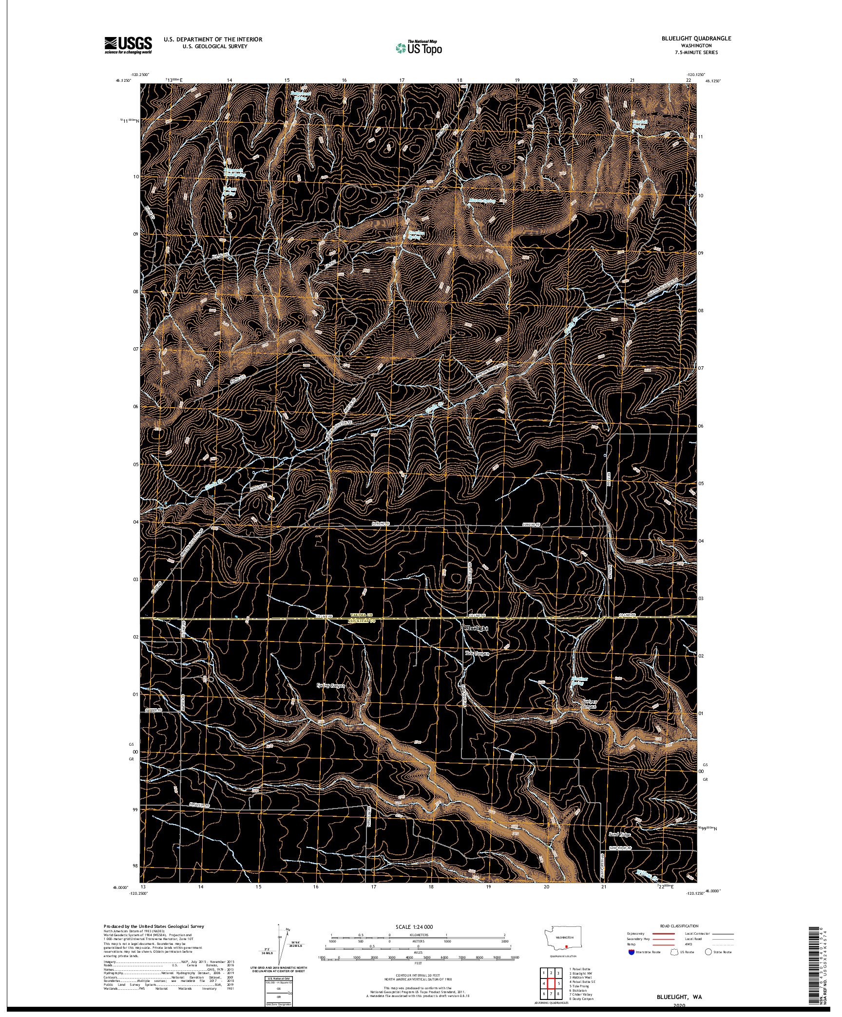 USGS US TOPO 7.5-MINUTE MAP FOR BLUELIGHT, WA 2020