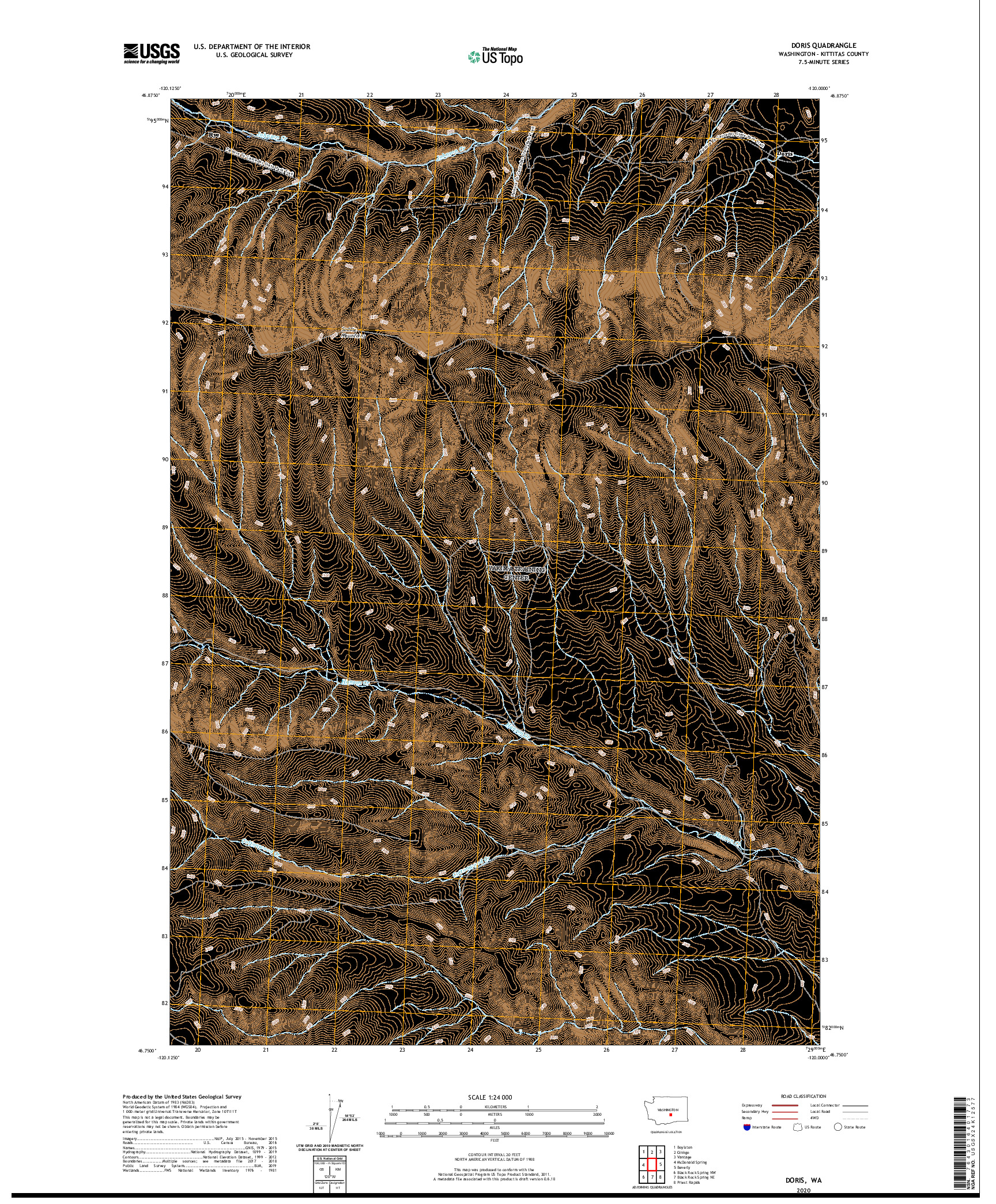 USGS US TOPO 7.5-MINUTE MAP FOR DORIS, WA 2020