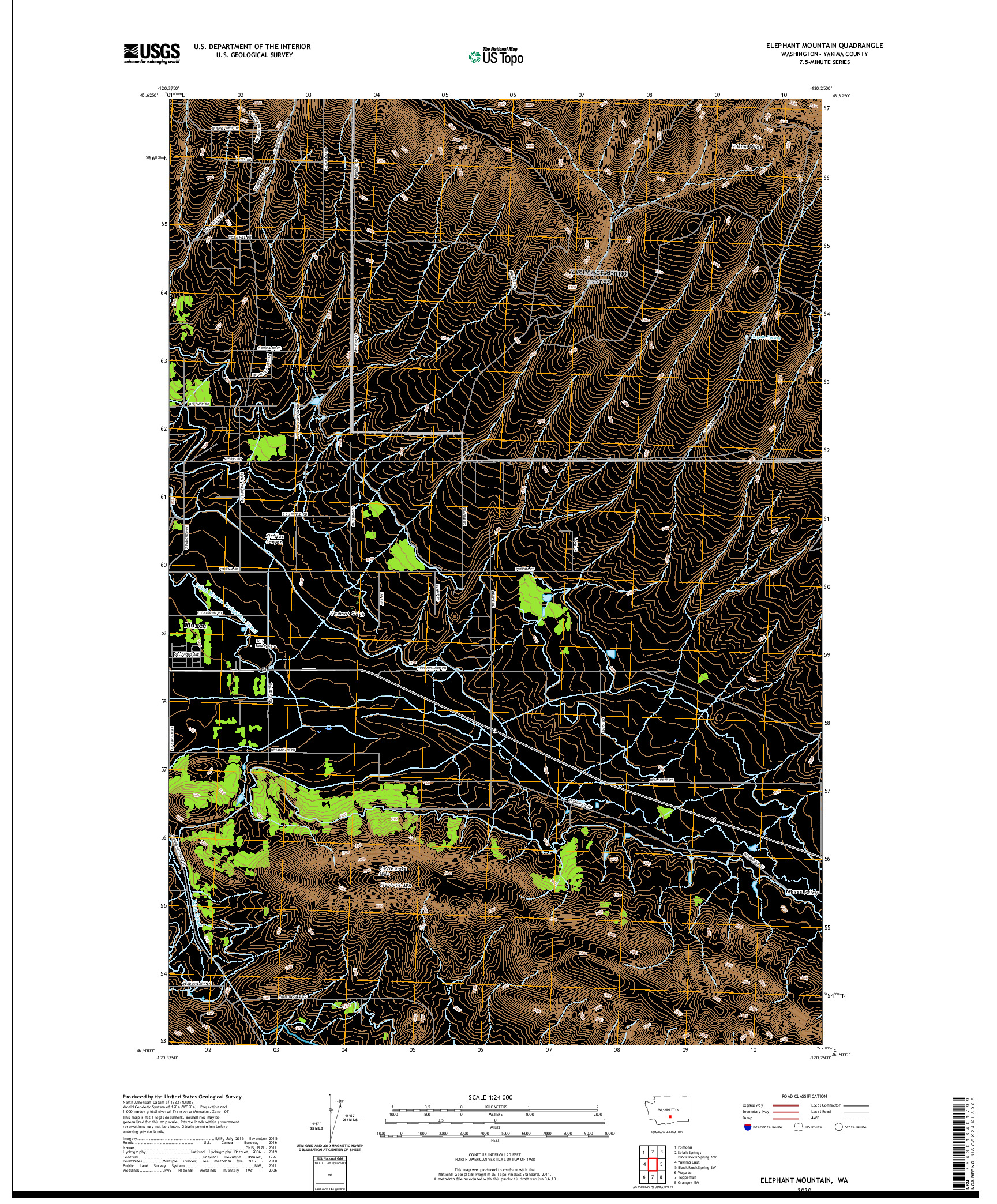 USGS US TOPO 7.5-MINUTE MAP FOR ELEPHANT MOUNTAIN, WA 2020