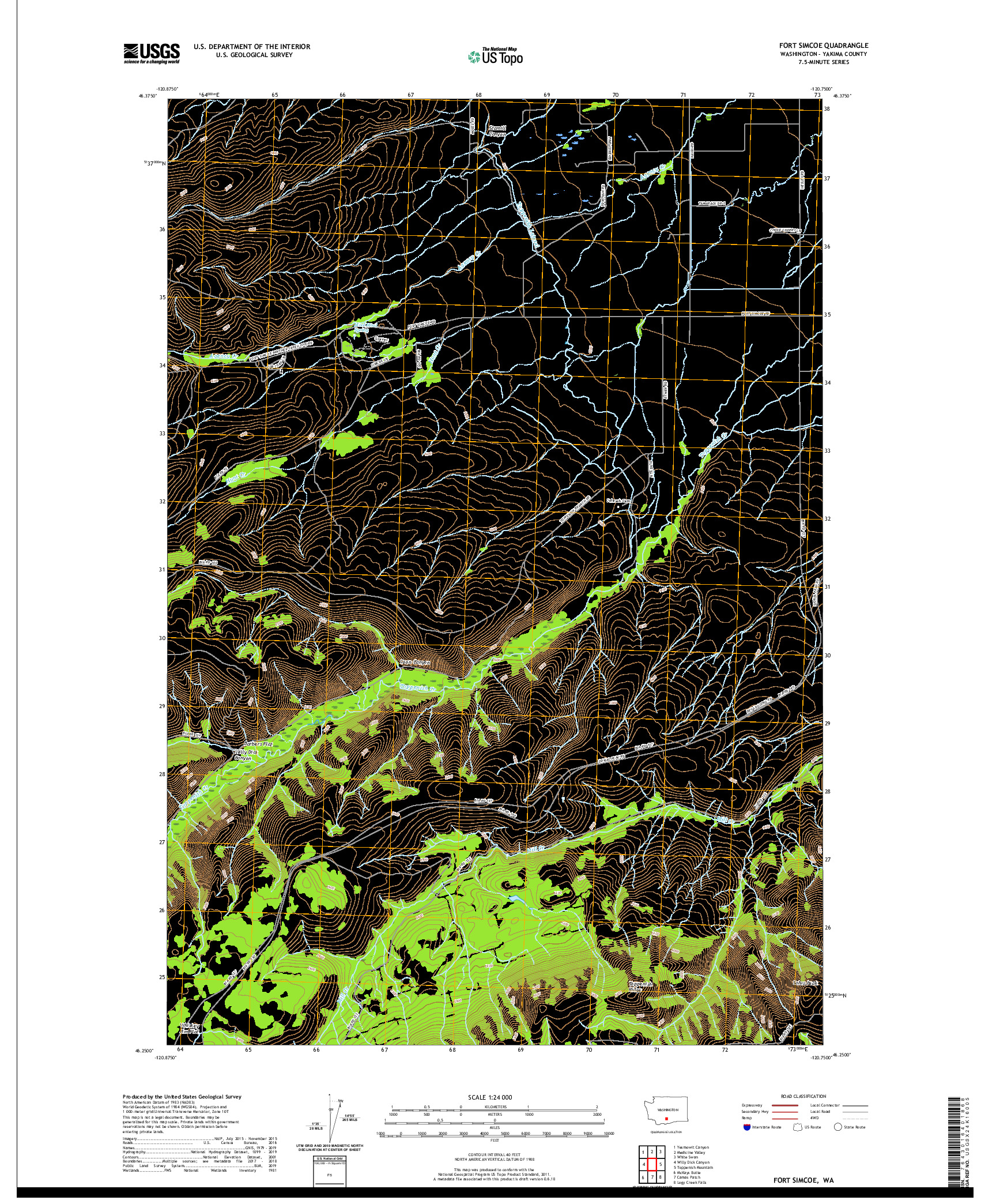 USGS US TOPO 7.5-MINUTE MAP FOR FORT SIMCOE, WA 2020