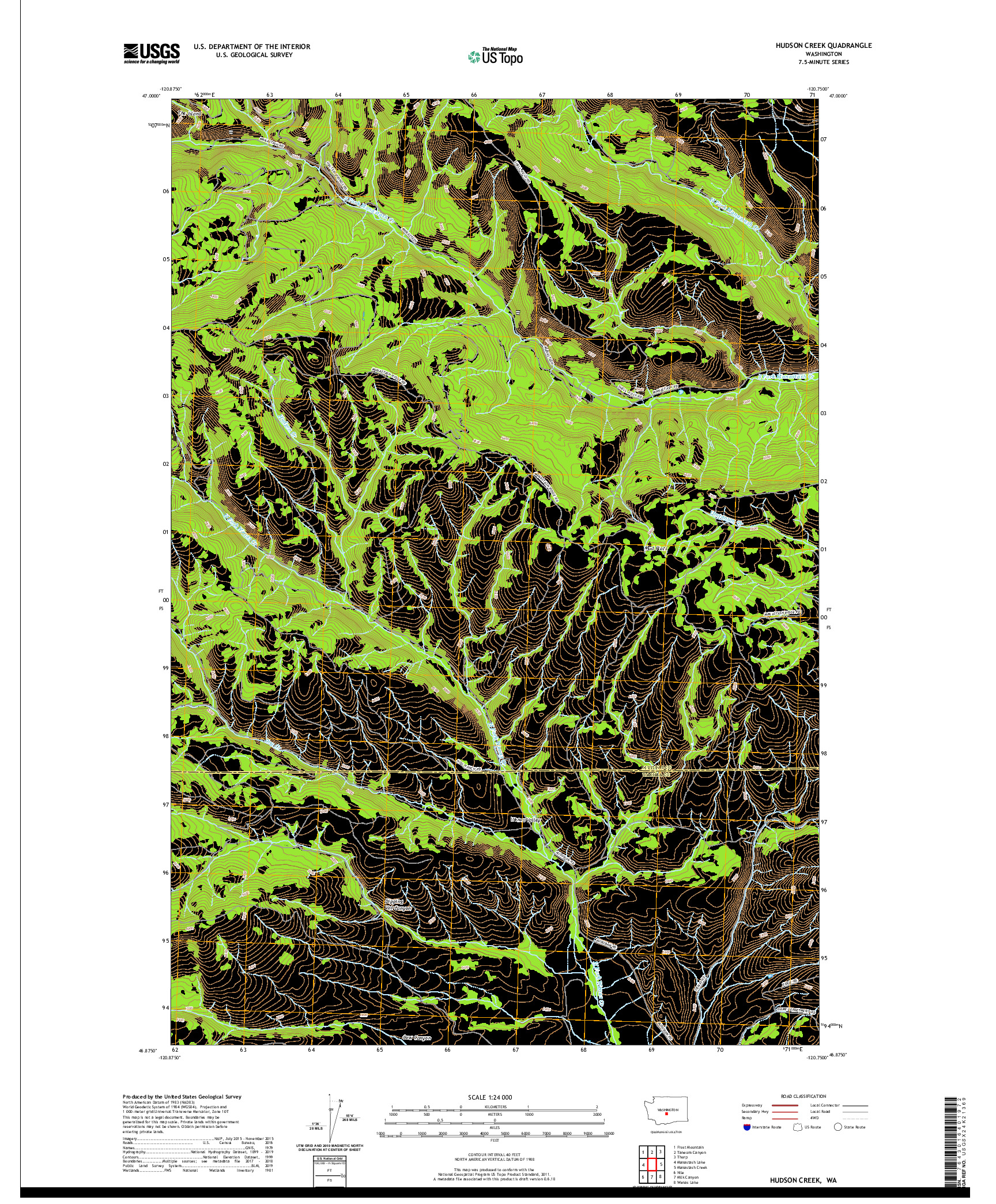 USGS US TOPO 7.5-MINUTE MAP FOR HUDSON CREEK, WA 2020