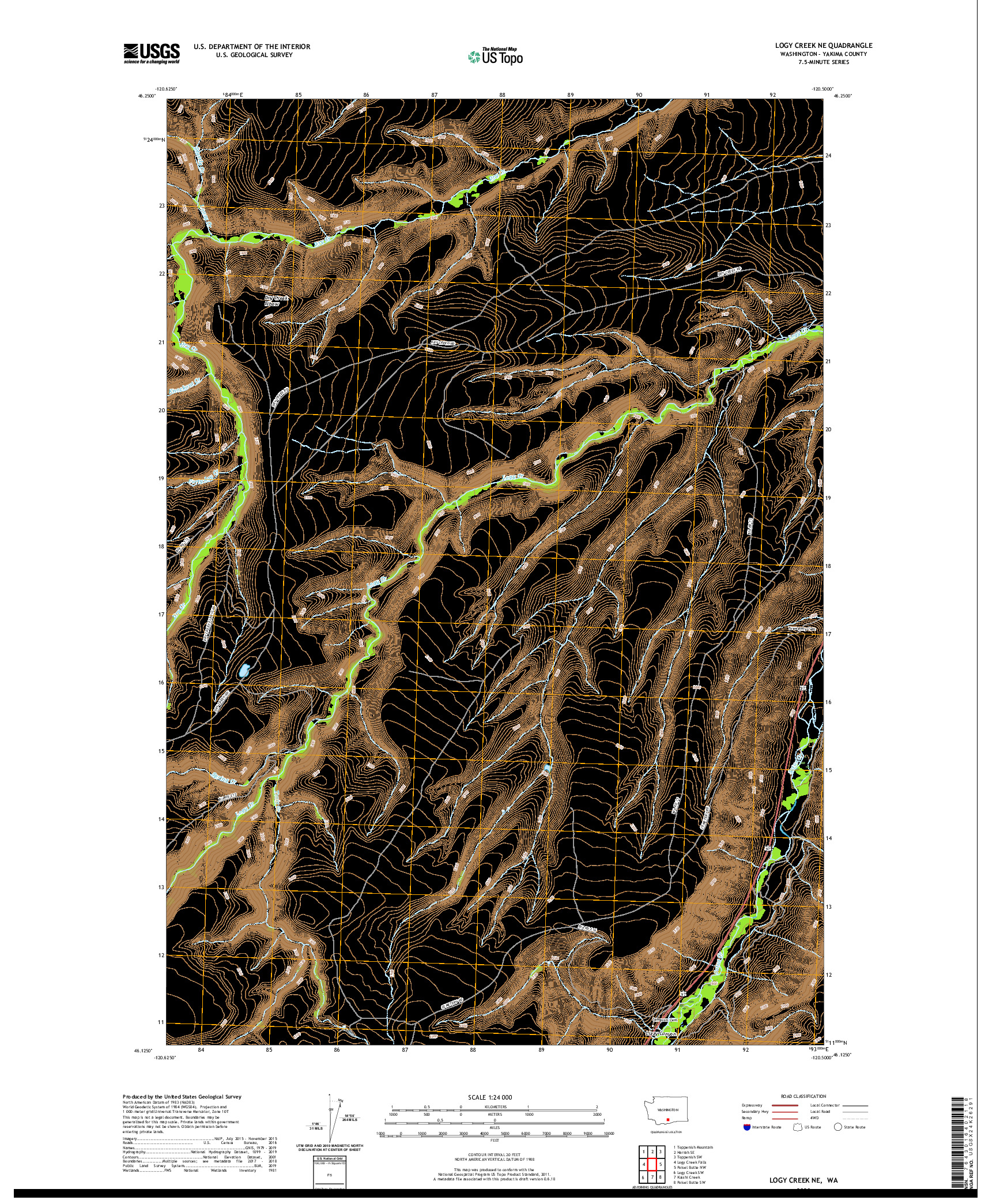 USGS US TOPO 7.5-MINUTE MAP FOR LOGY CREEK NE, WA 2020