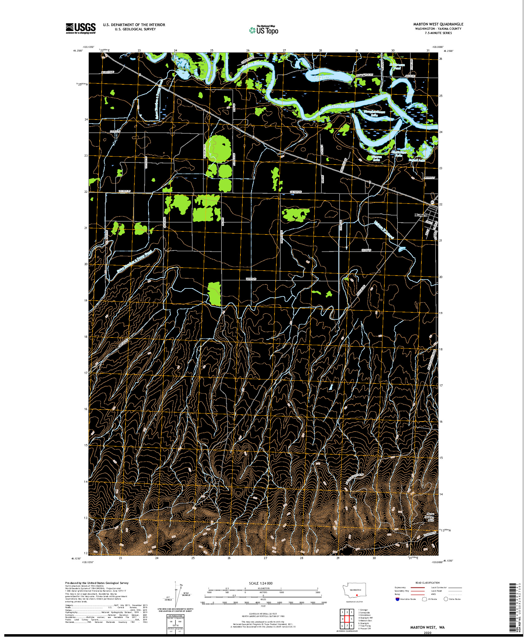 USGS US TOPO 7.5-MINUTE MAP FOR MABTON WEST, WA 2020