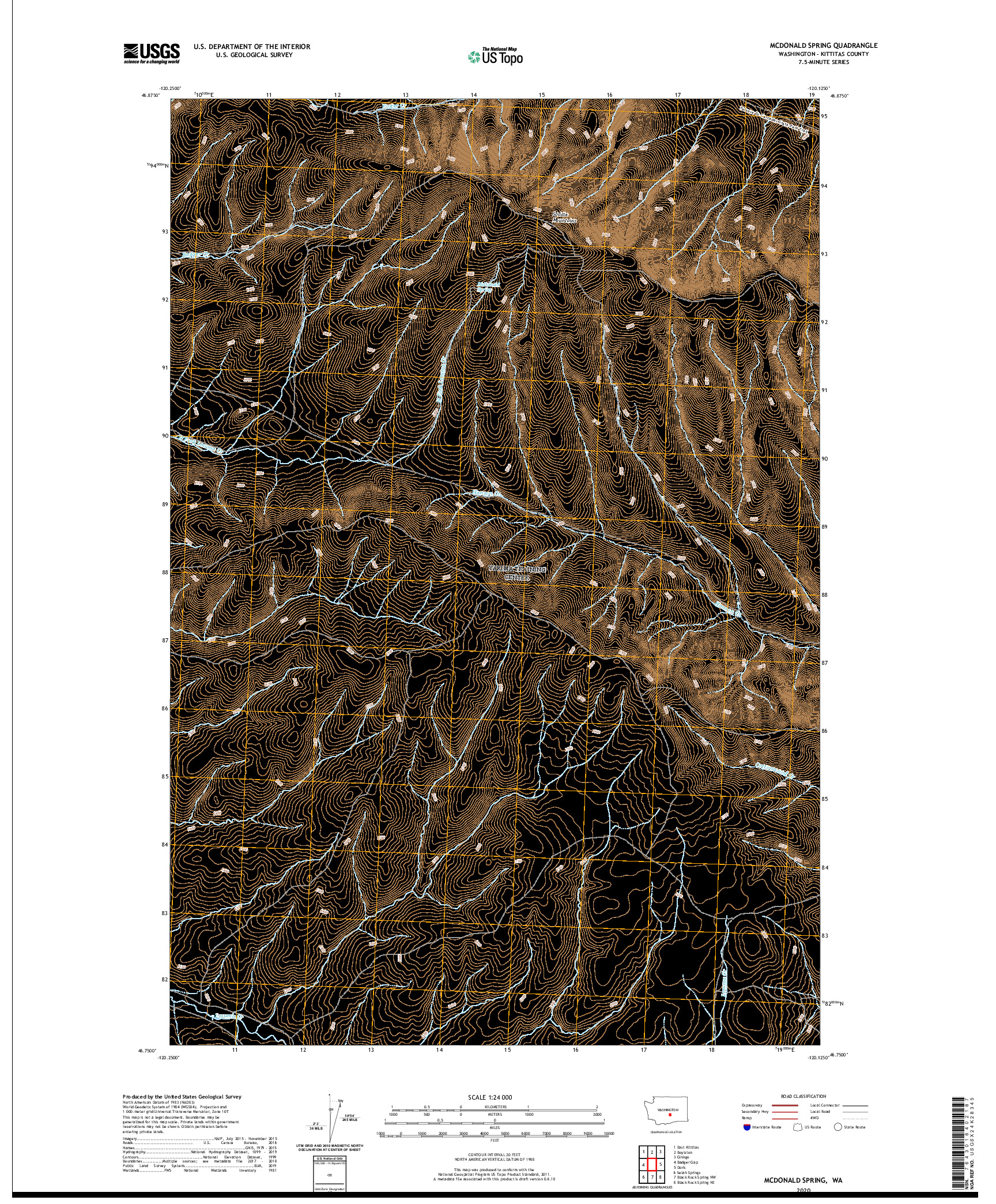 USGS US TOPO 7.5-MINUTE MAP FOR MCDONALD SPRING, WA 2020
