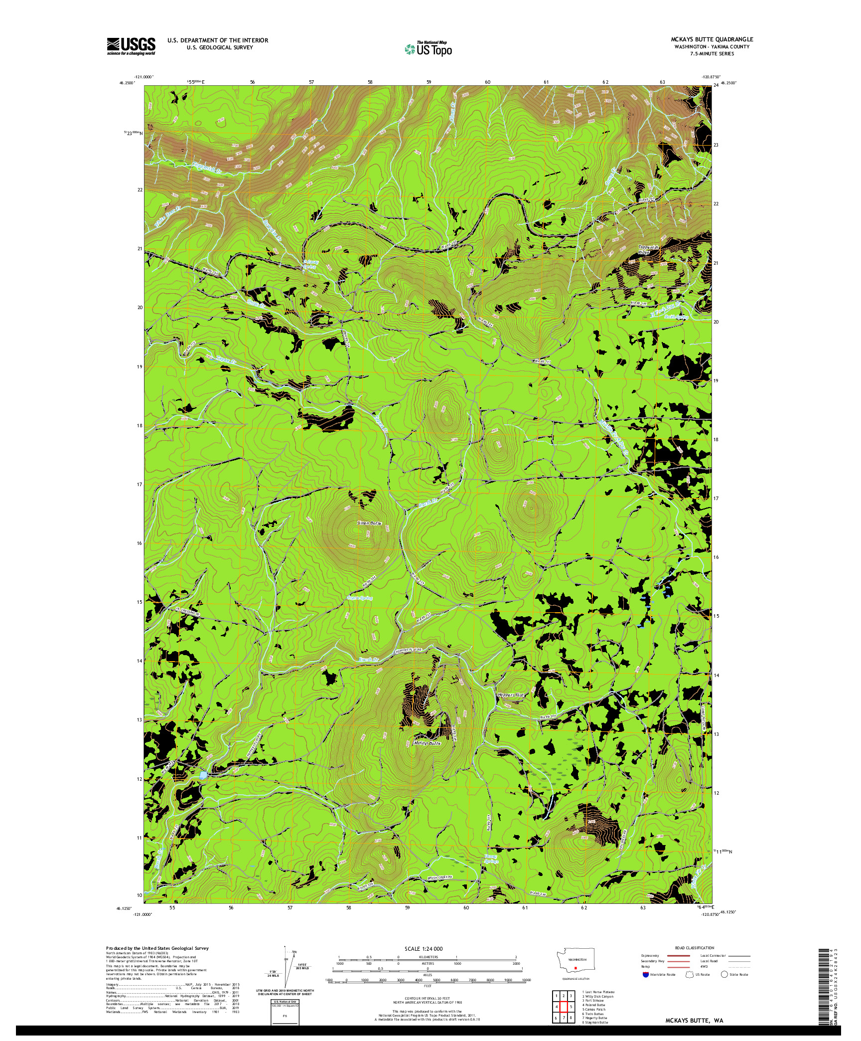 USGS US TOPO 7.5-MINUTE MAP FOR MCKAYS BUTTE, WA 2020