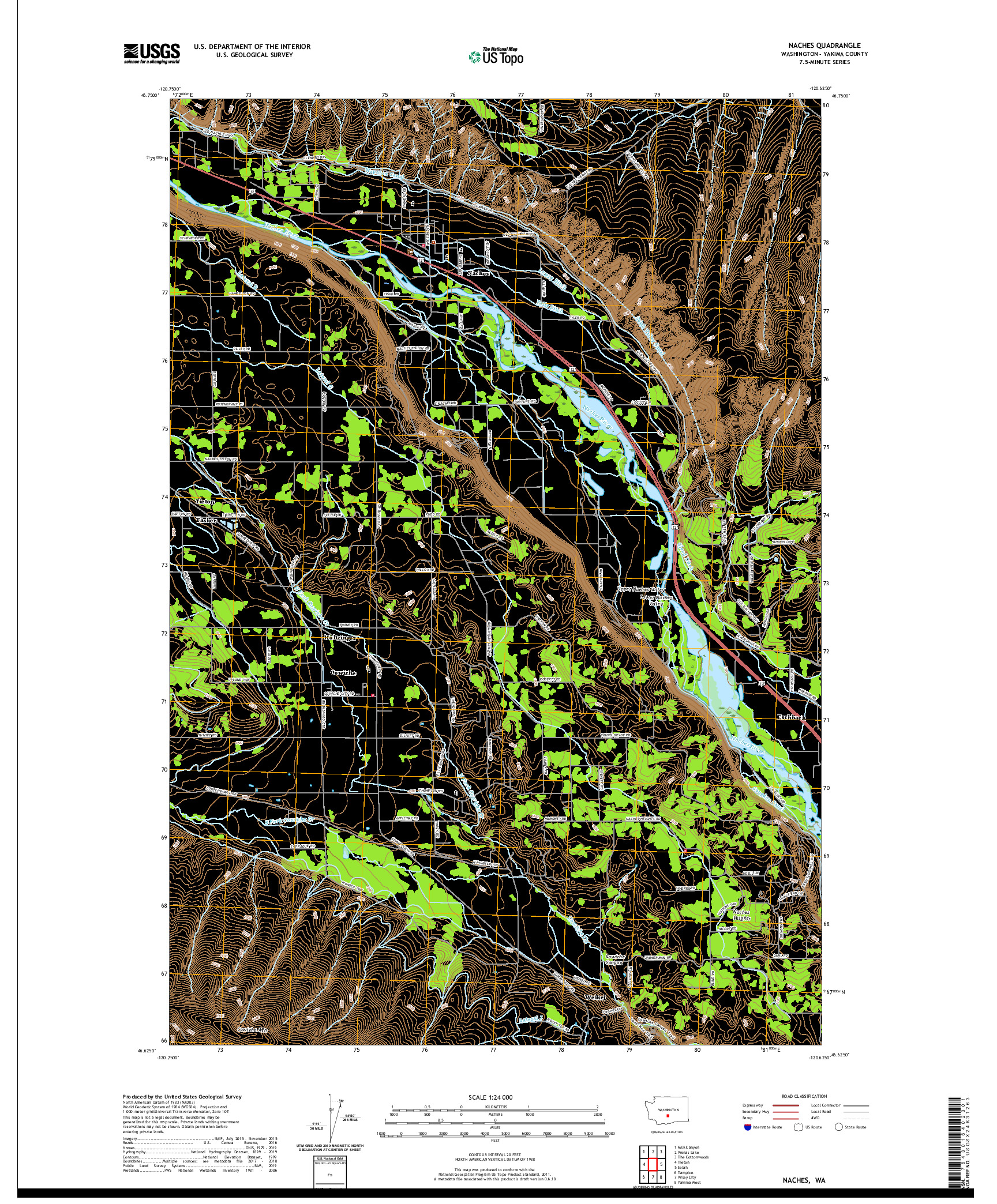 USGS US TOPO 7.5-MINUTE MAP FOR NACHES, WA 2020