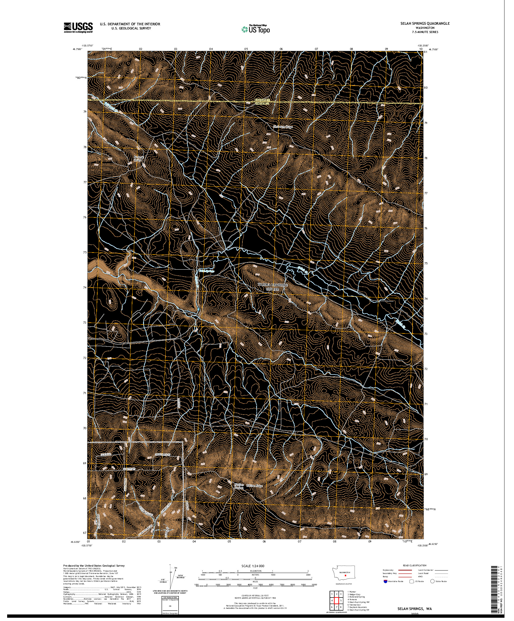 USGS US TOPO 7.5-MINUTE MAP FOR SELAH SPRINGS, WA 2020