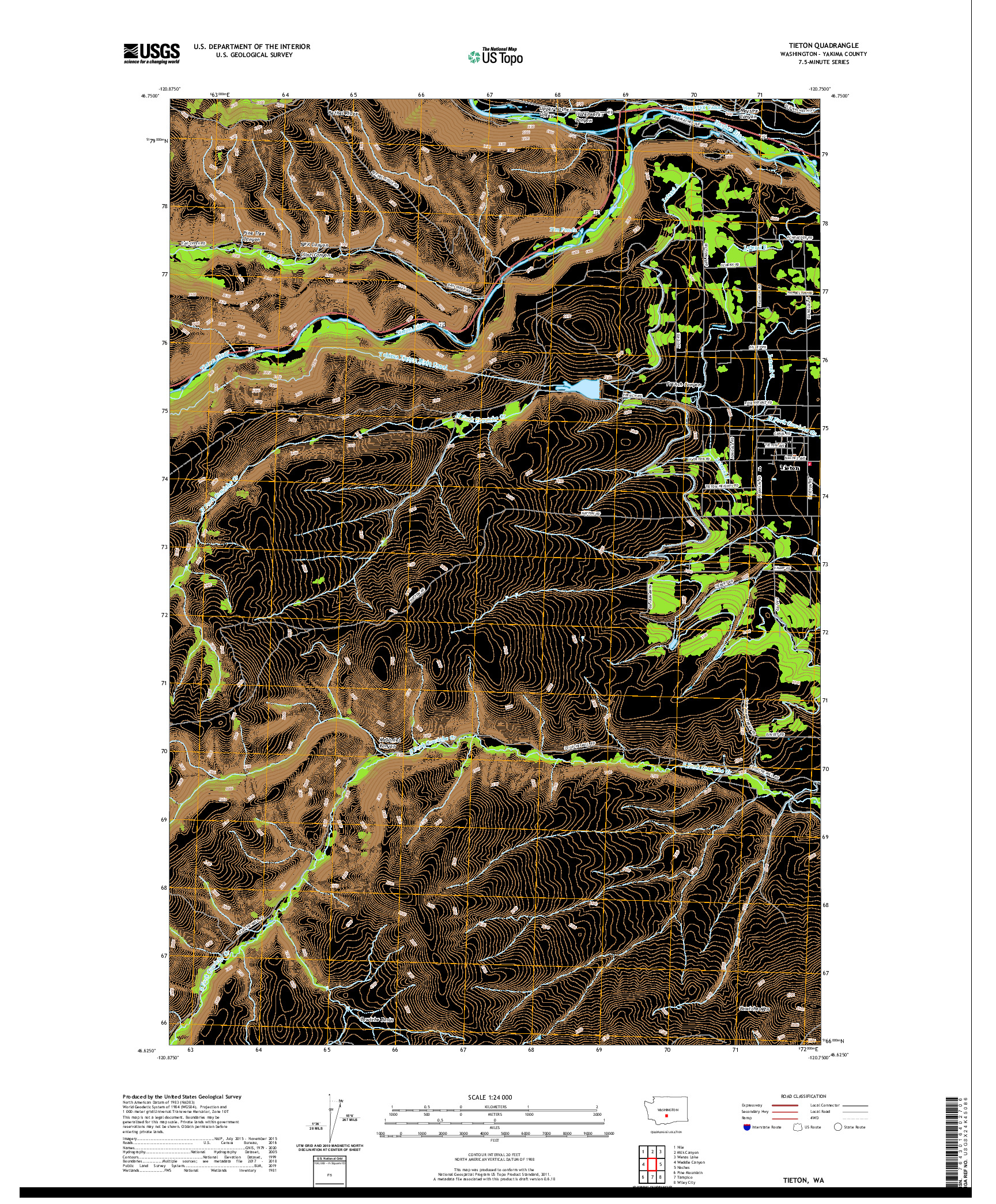 USGS US TOPO 7.5-MINUTE MAP FOR TIETON, WA 2020