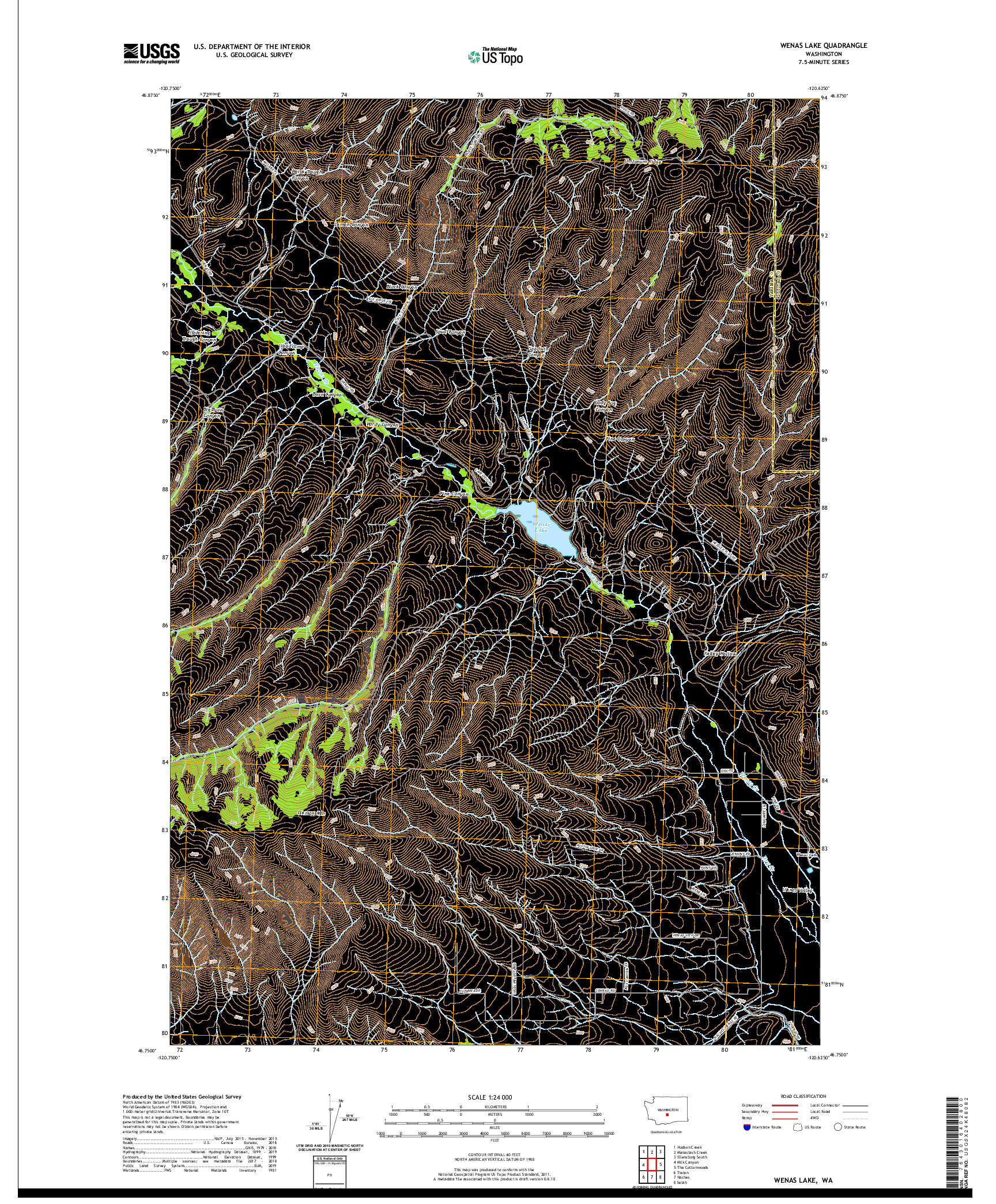 USGS US TOPO 7.5-MINUTE MAP FOR WENAS LAKE, WA 2020