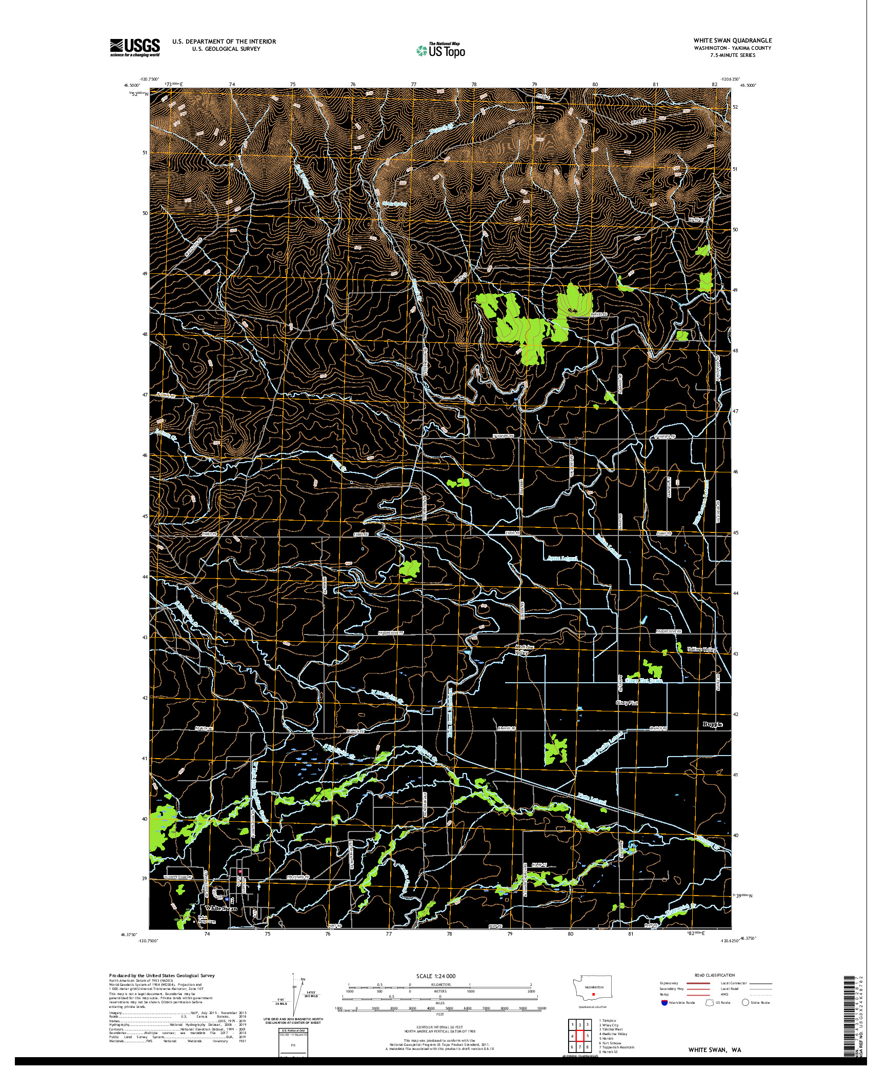 USGS US TOPO 7.5-MINUTE MAP FOR WHITE SWAN, WA 2020