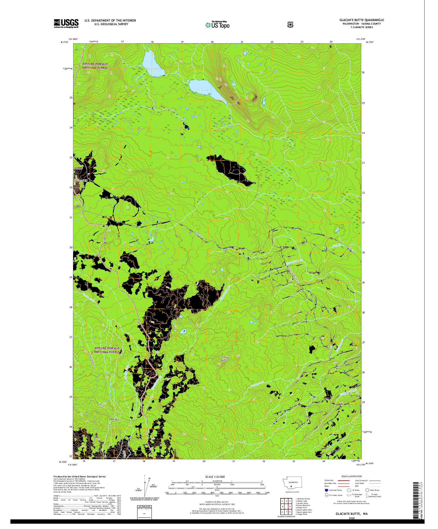 USGS US TOPO 7.5-MINUTE MAP FOR GLACIATE BUTTE, WA 2020