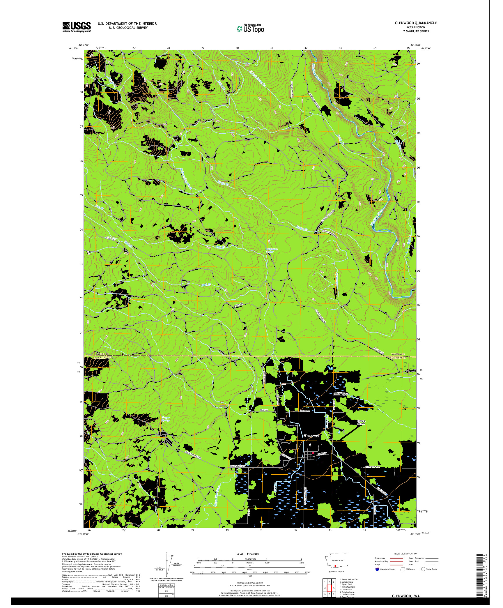 USGS US TOPO 7.5-MINUTE MAP FOR GLENWOOD, WA 2020