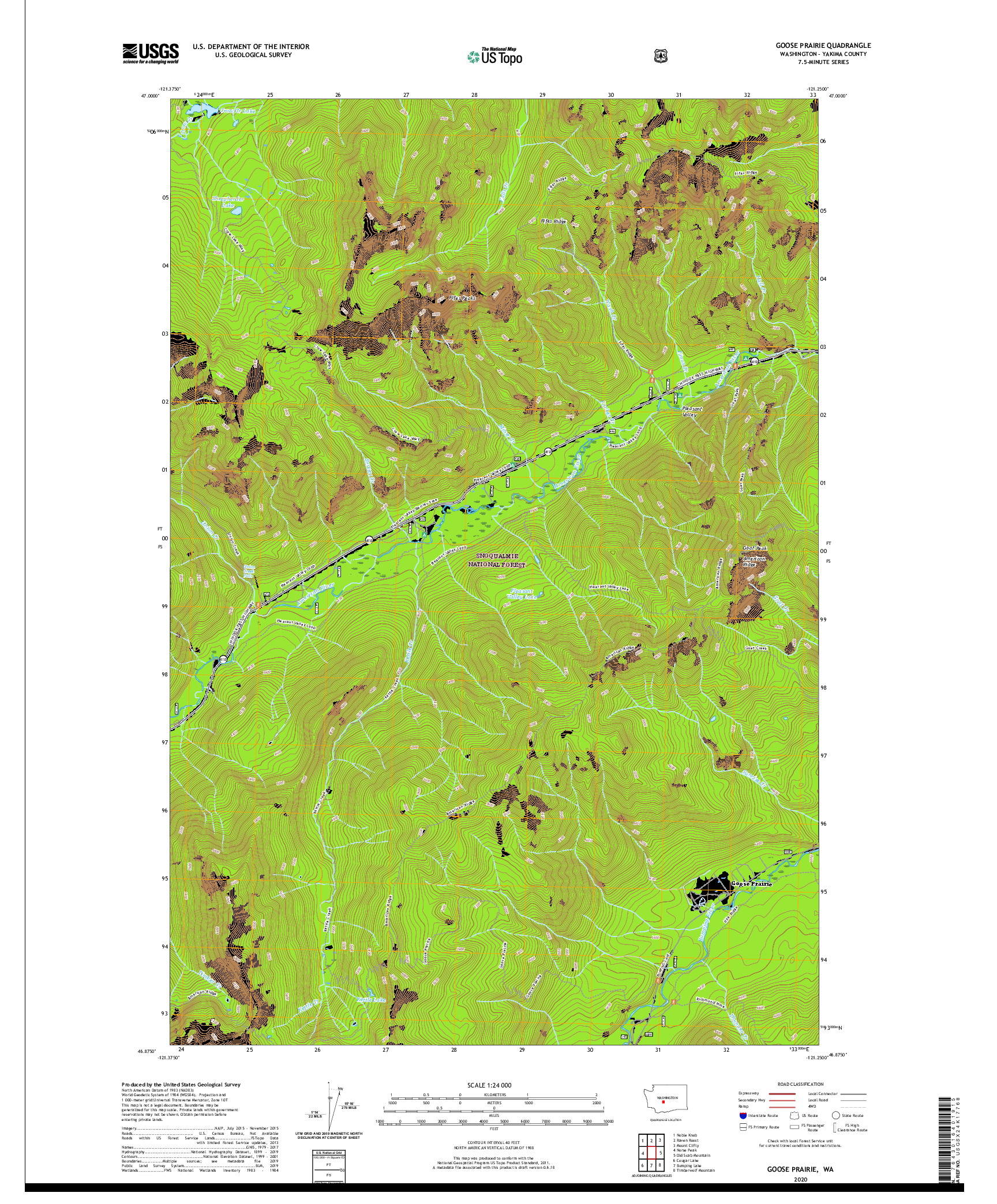 USGS US TOPO 7.5-MINUTE MAP FOR GOOSE PRAIRIE, WA 2020