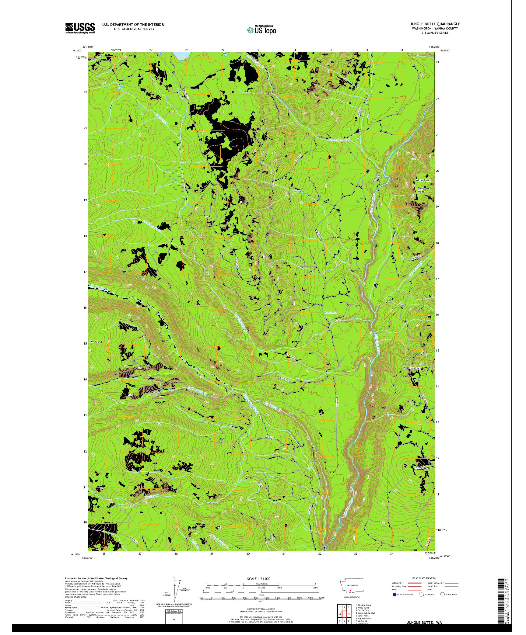 USGS US TOPO 7.5-MINUTE MAP FOR JUNGLE BUTTE, WA 2020