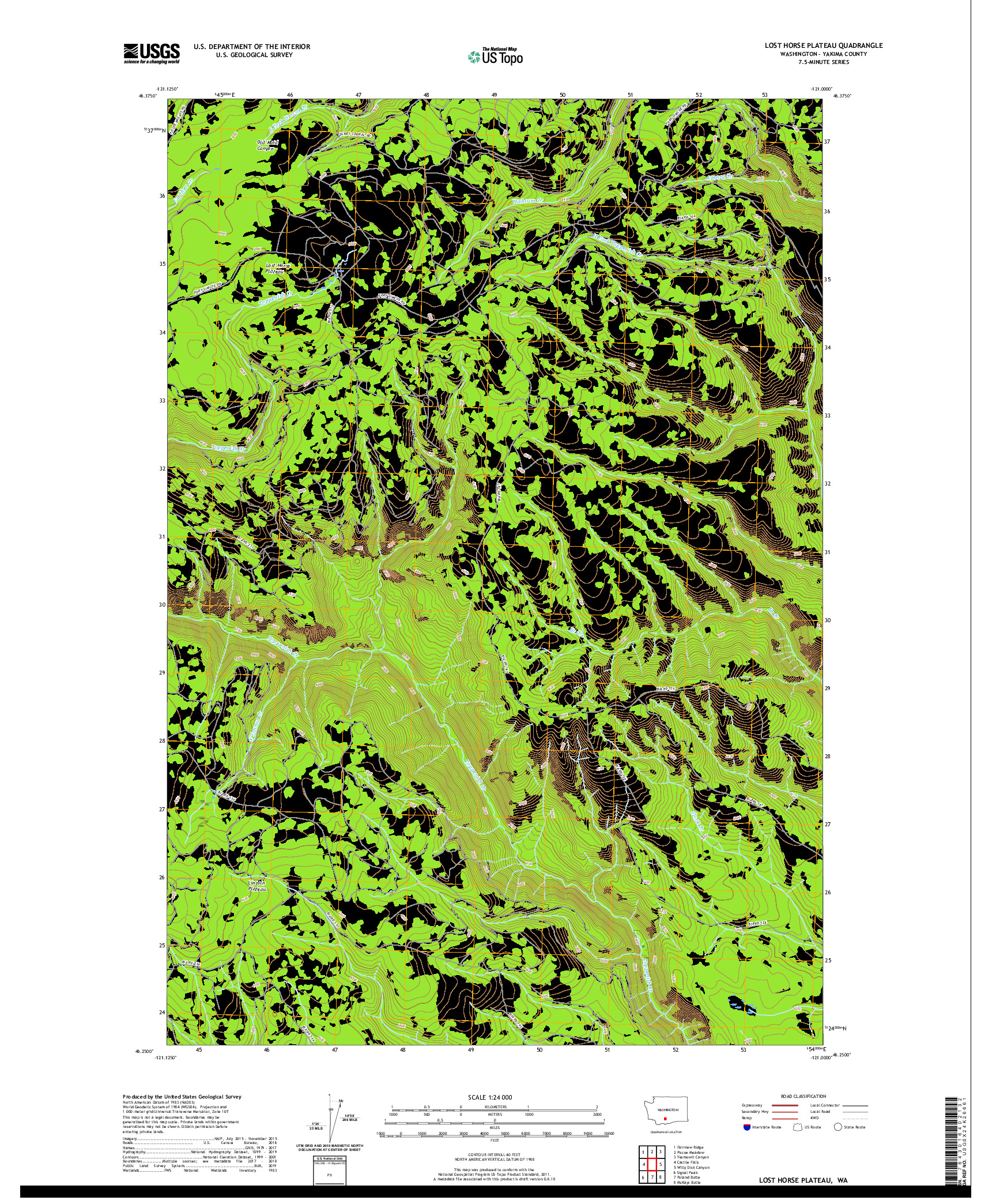 USGS US TOPO 7.5-MINUTE MAP FOR LOST HORSE PLATEAU, WA 2020