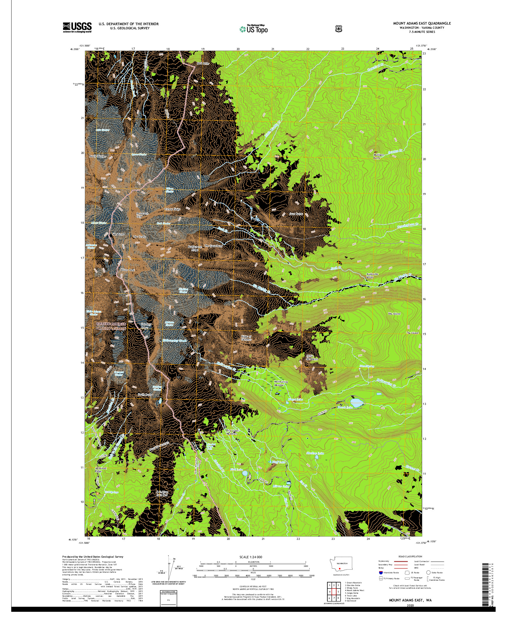 USGS US TOPO 7.5-MINUTE MAP FOR MOUNT ADAMS EAST, WA 2020