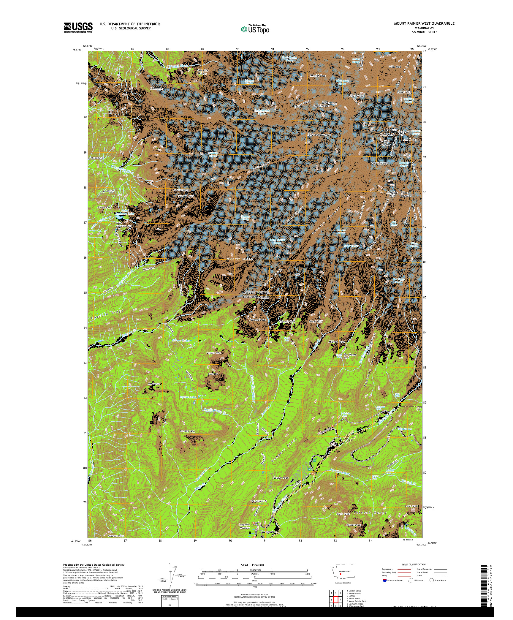 USGS US TOPO 7.5-MINUTE MAP FOR MOUNT RAINIER WEST, WA 2020