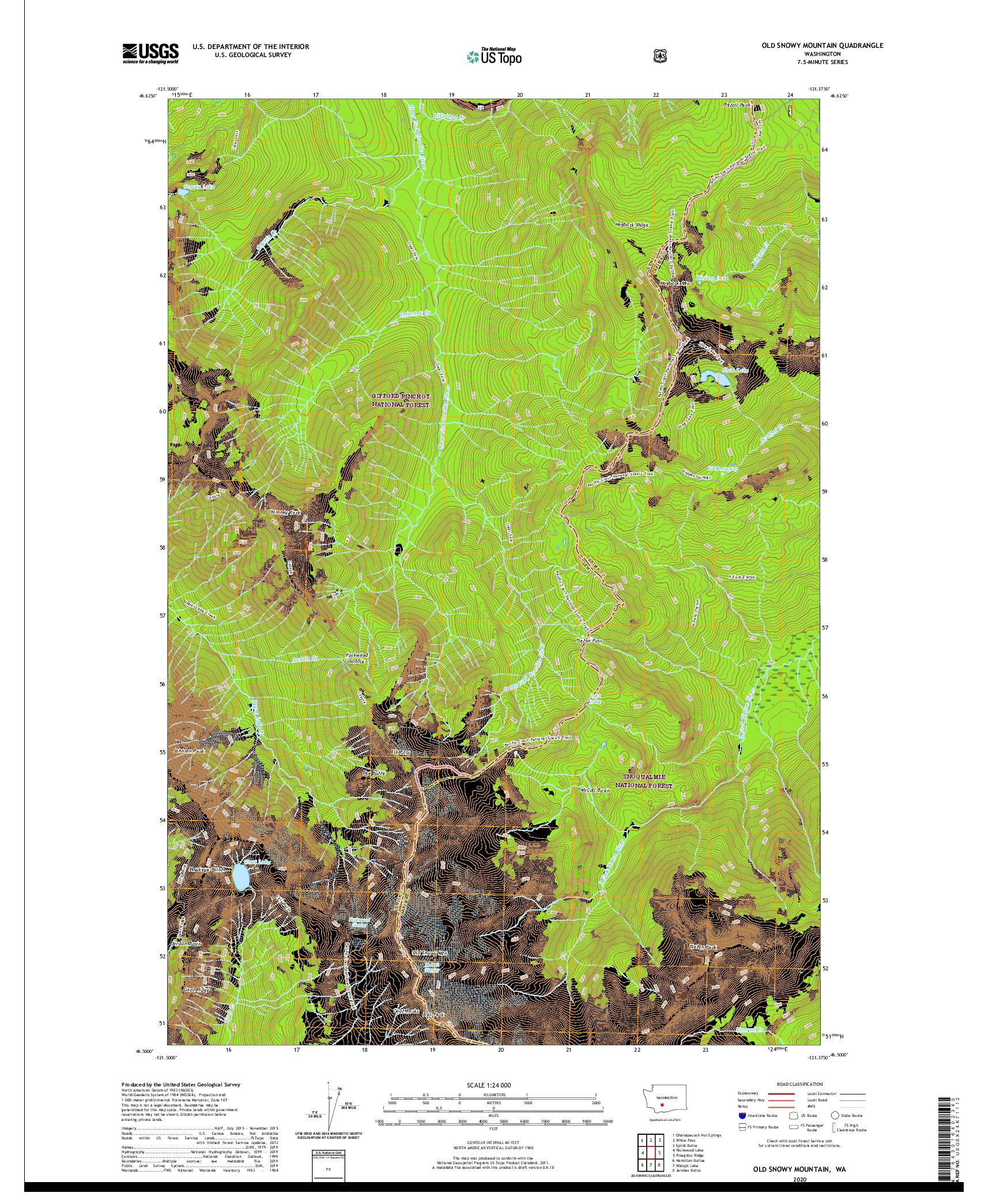 USGS US TOPO 7.5-MINUTE MAP FOR OLD SNOWY MOUNTAIN, WA 2020