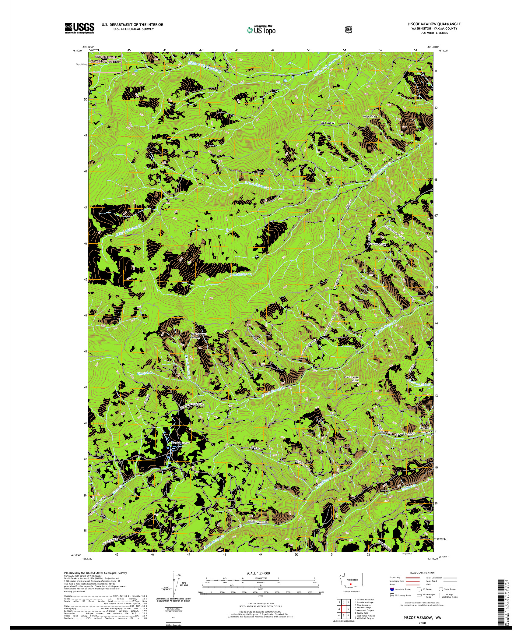 USGS US TOPO 7.5-MINUTE MAP FOR PISCOE MEADOW, WA 2020