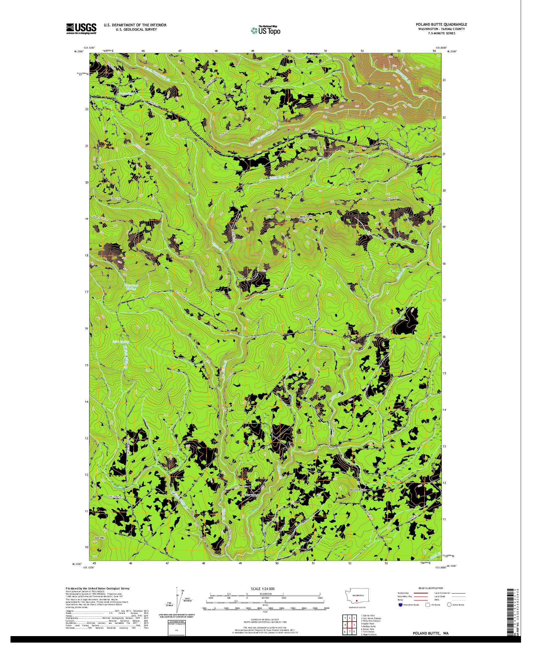 USGS US TOPO 7.5-MINUTE MAP FOR POLAND BUTTE, WA 2020