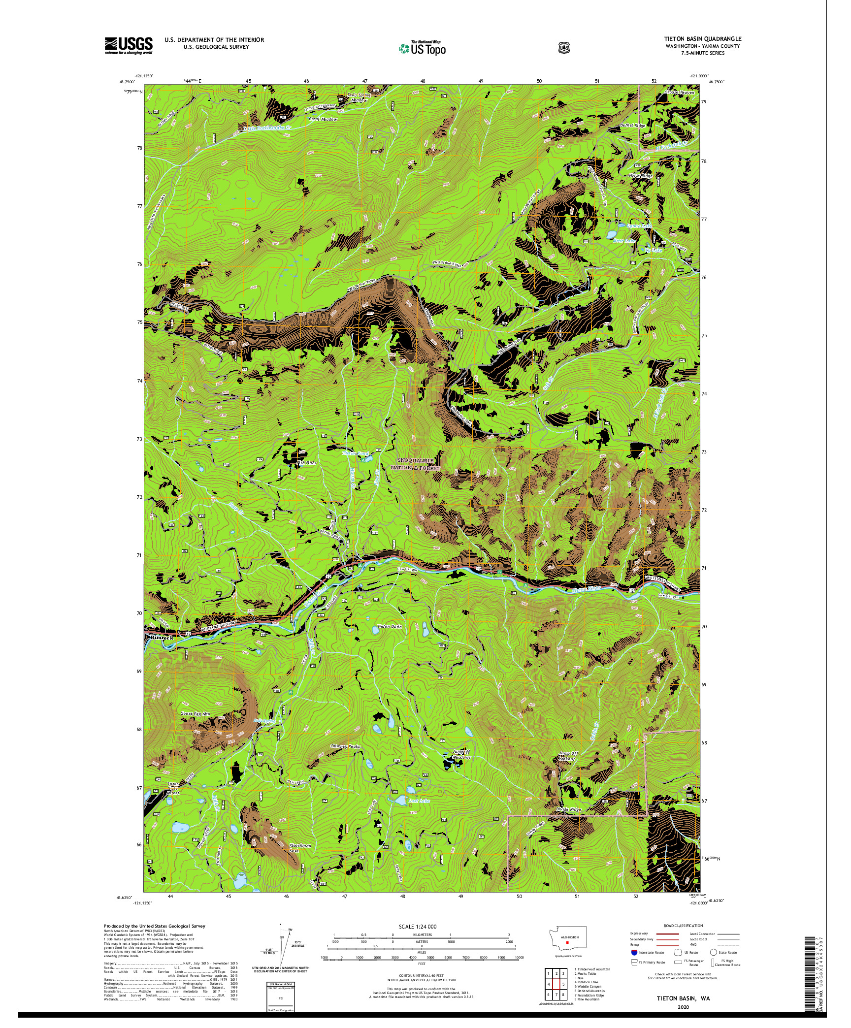 USGS US TOPO 7.5-MINUTE MAP FOR TIETON BASIN, WA 2020