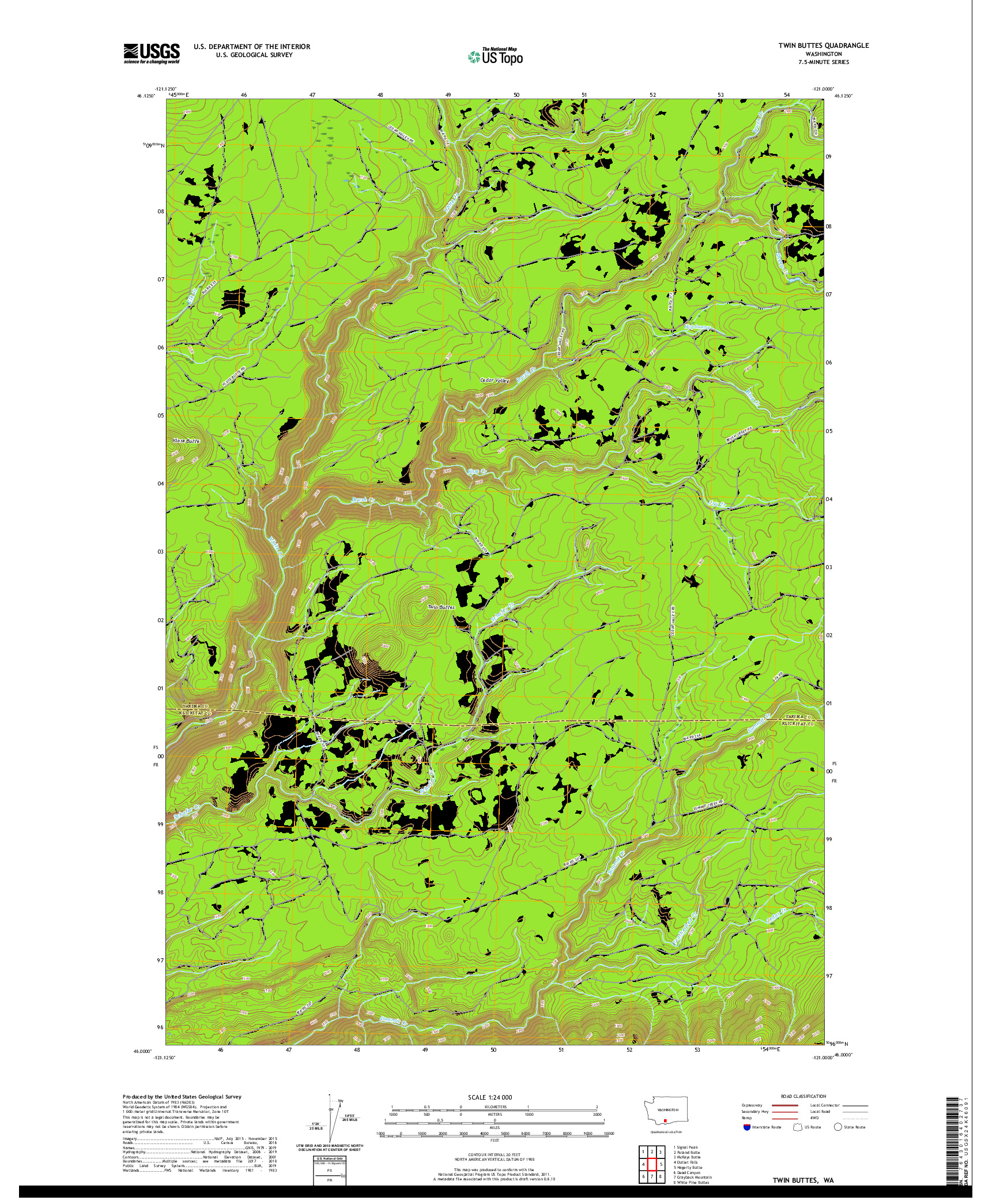 USGS US TOPO 7.5-MINUTE MAP FOR TWIN BUTTES, WA 2020