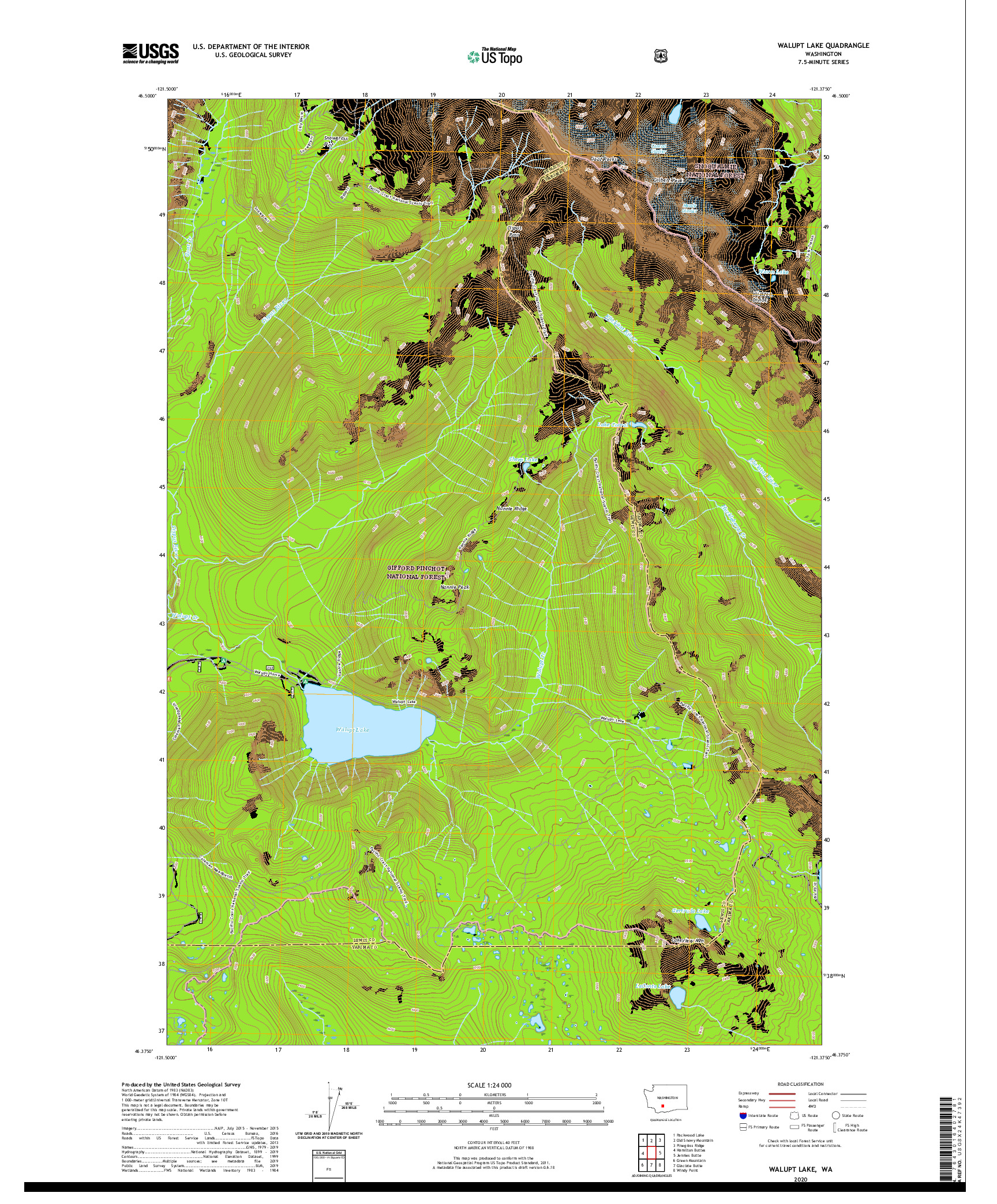 USGS US TOPO 7.5-MINUTE MAP FOR WALUPT LAKE, WA 2020