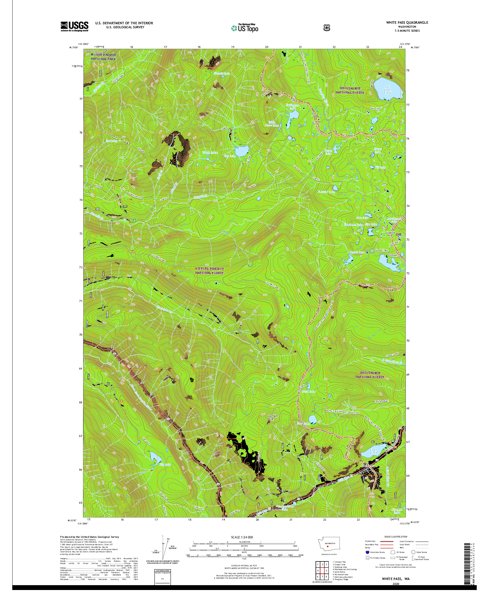USGS US TOPO 7.5-MINUTE MAP FOR WHITE PASS, WA 2020