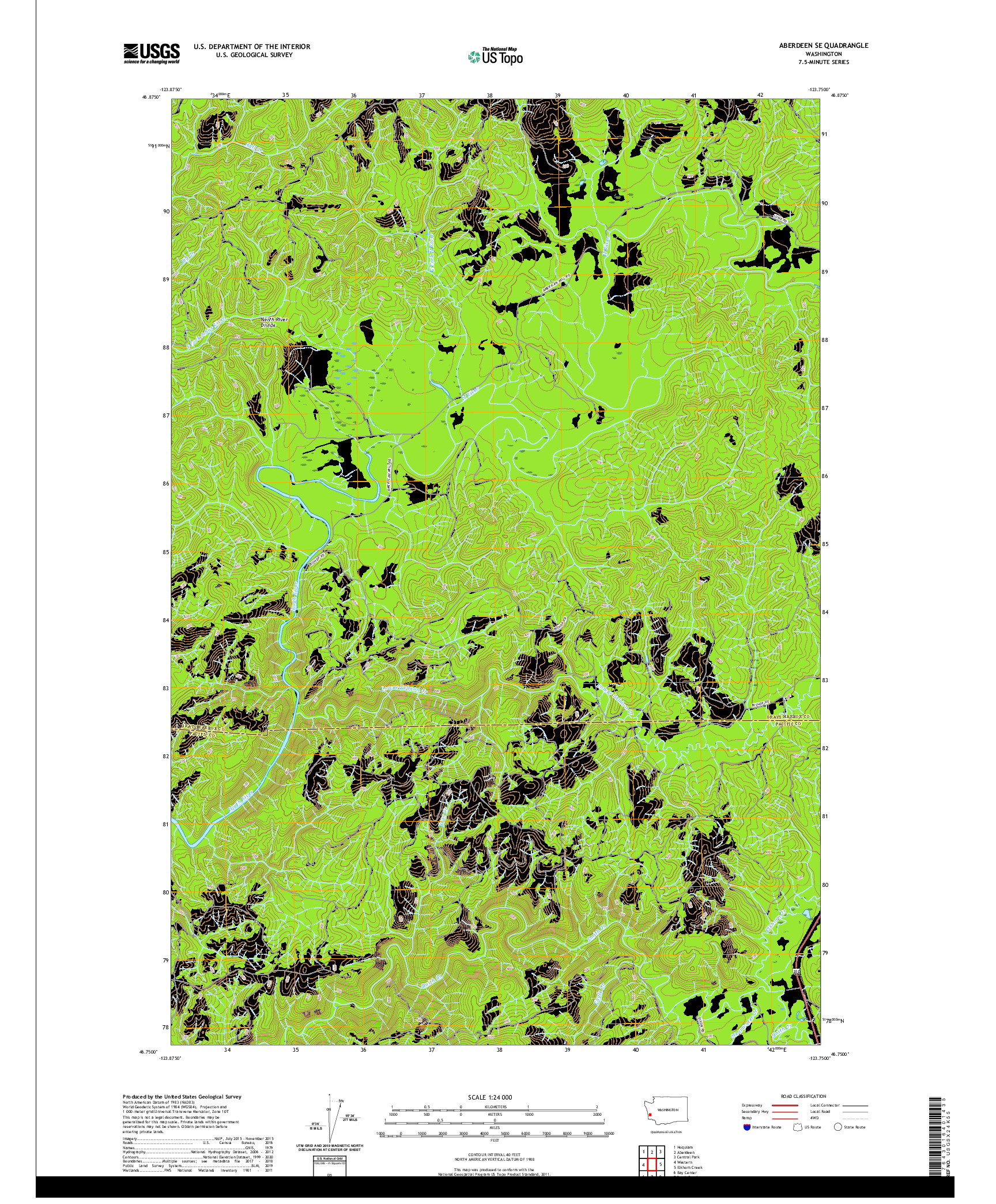 USGS US TOPO 7.5-MINUTE MAP FOR ABERDEEN SE, WA 2020