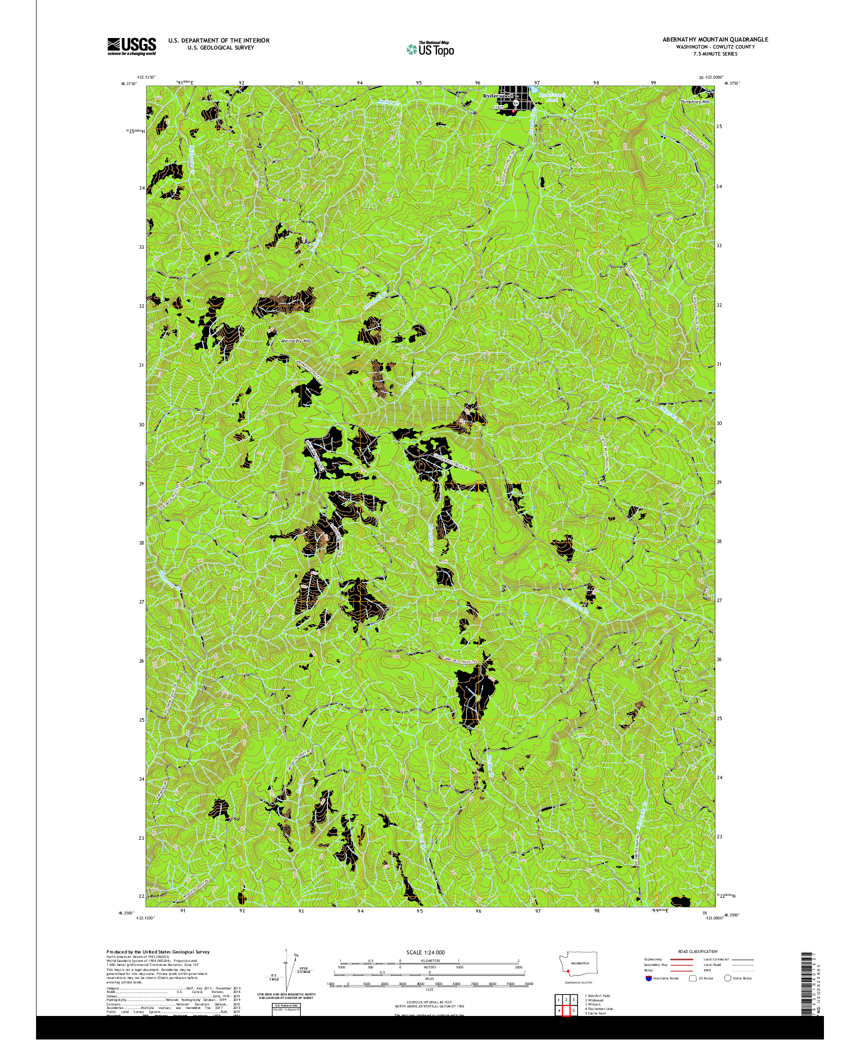 USGS US TOPO 7.5-MINUTE MAP FOR ABERNATHY MOUNTAIN, WA 2020