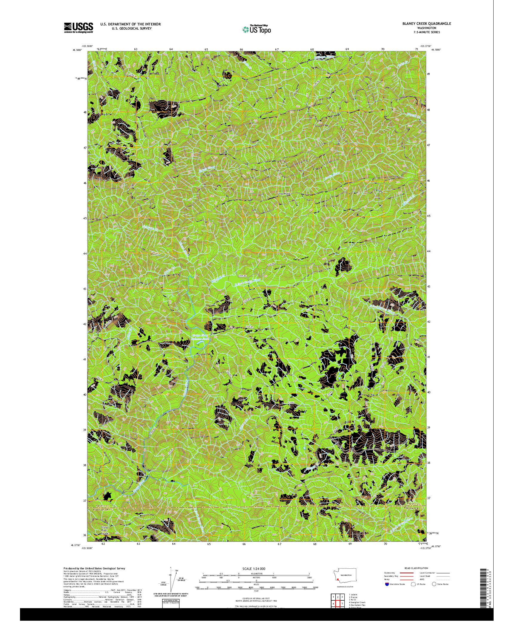 USGS US TOPO 7.5-MINUTE MAP FOR BLANEY CREEK, WA 2020