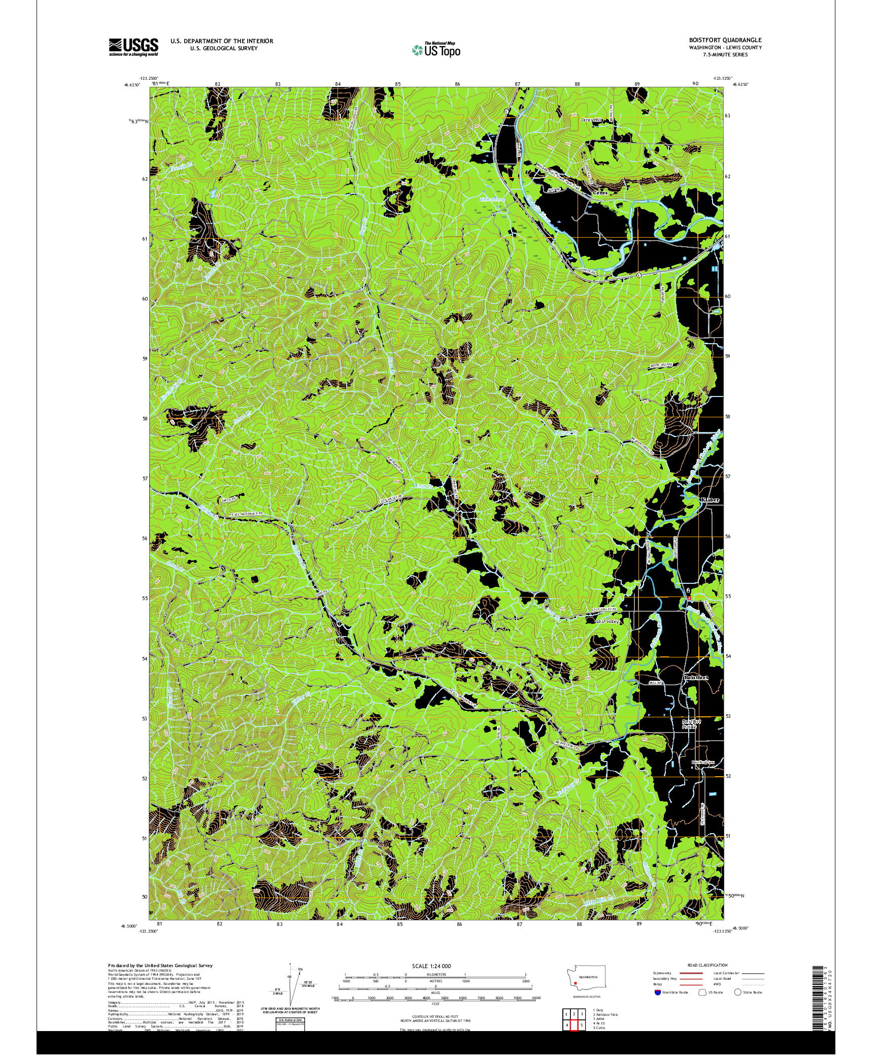 USGS US TOPO 7.5-MINUTE MAP FOR BOISTFORT, WA 2020