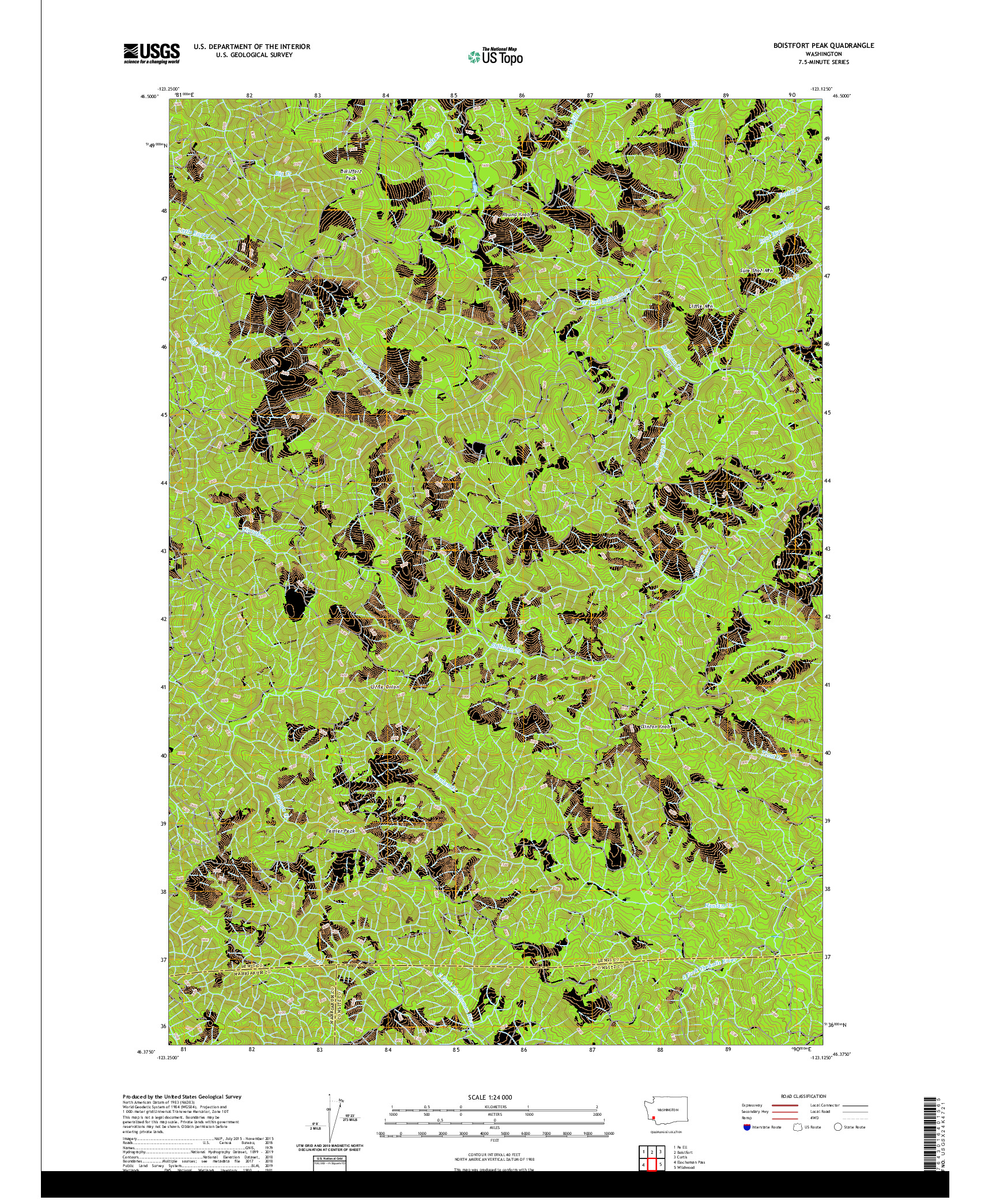 USGS US TOPO 7.5-MINUTE MAP FOR BOISTFORT PEAK, WA 2020