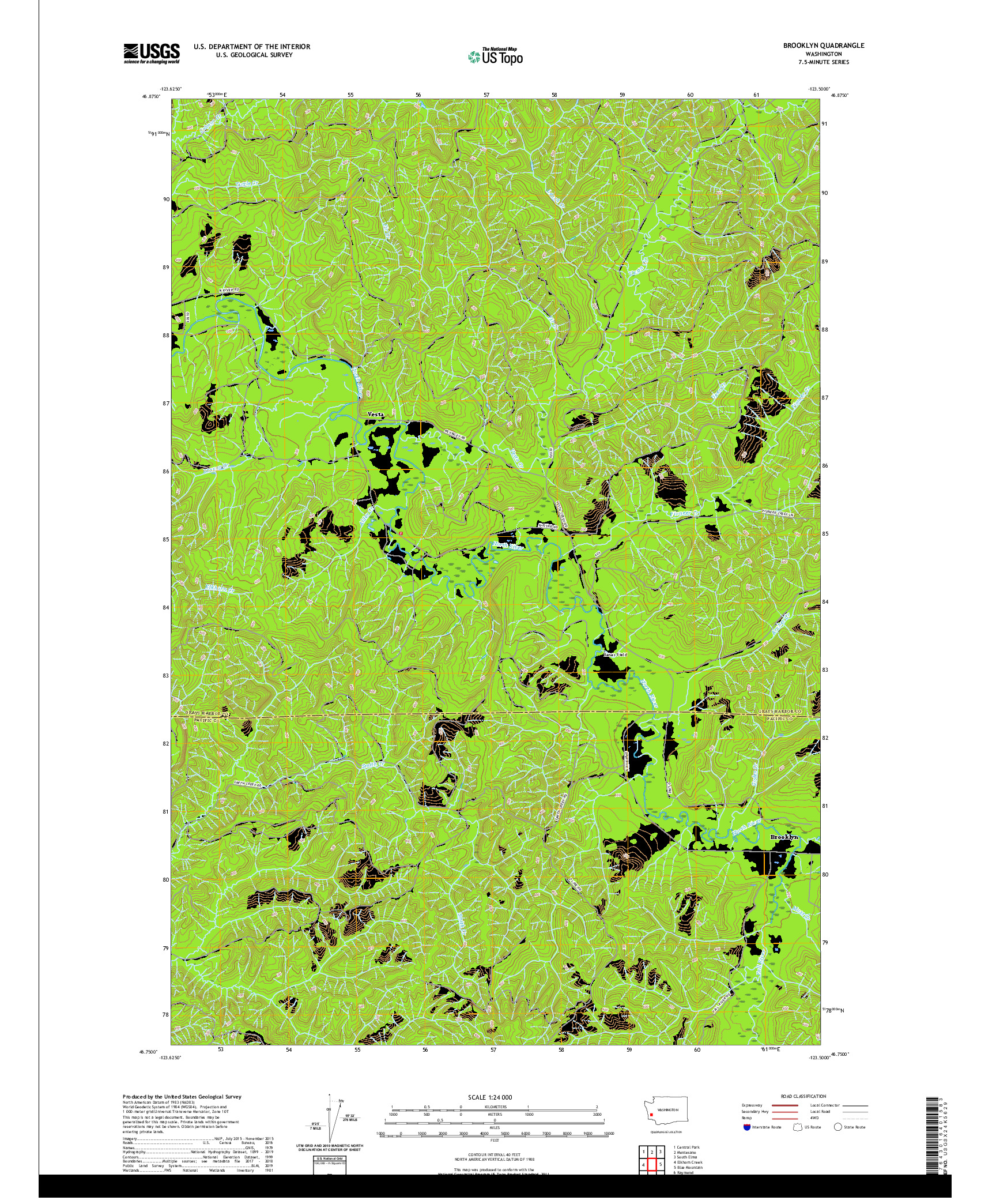 USGS US TOPO 7.5-MINUTE MAP FOR BROOKLYN, WA 2020