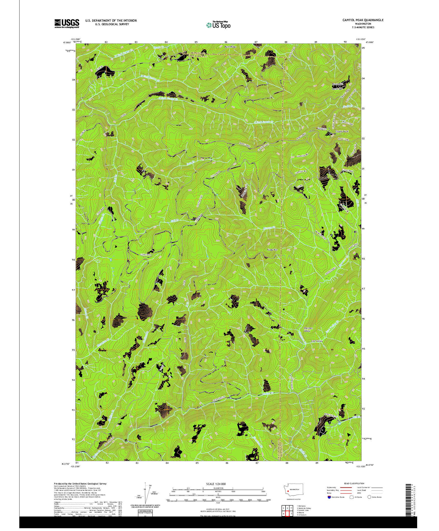 USGS US TOPO 7.5-MINUTE MAP FOR CAPITOL PEAK, WA 2020