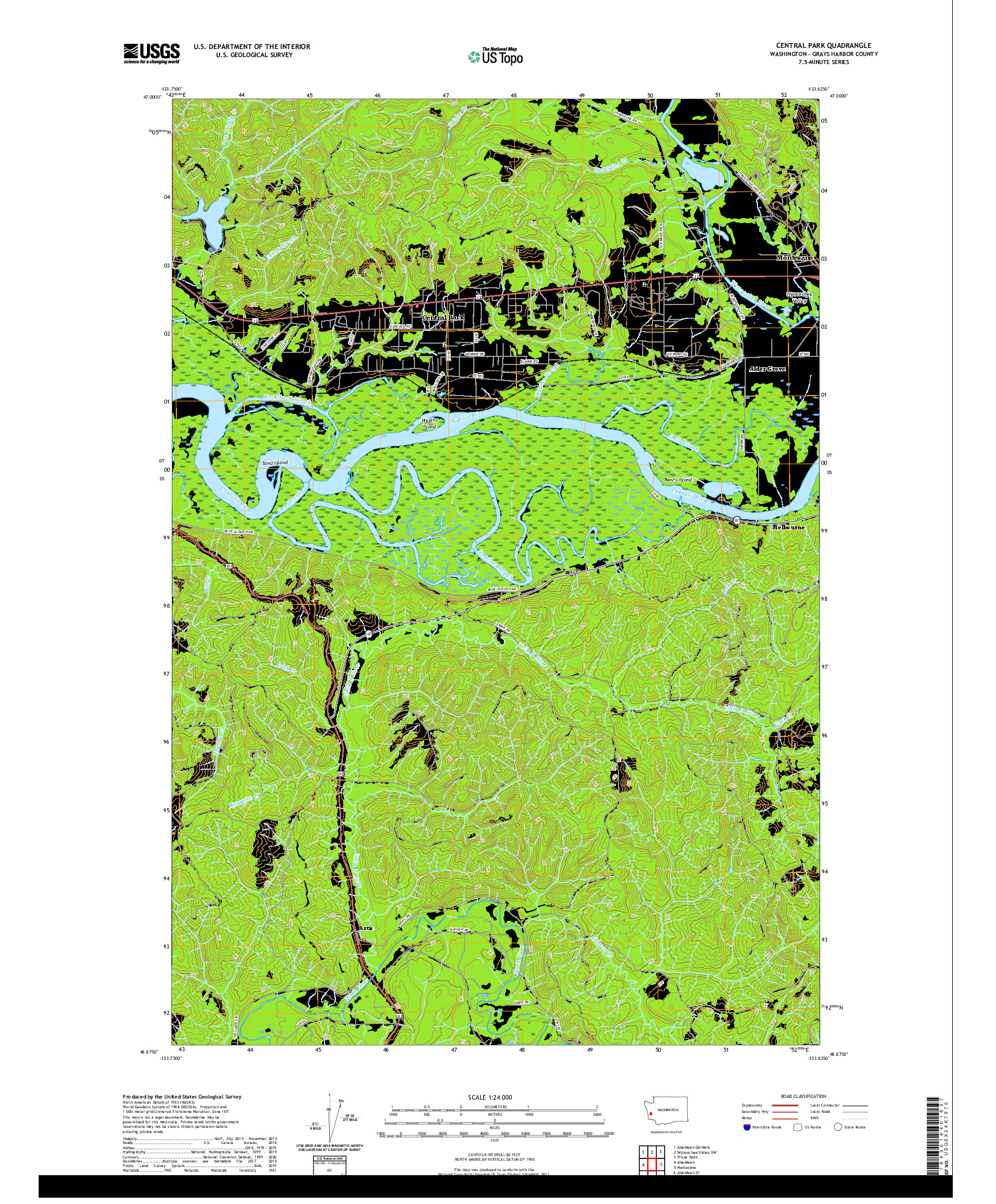 USGS US TOPO 7.5-MINUTE MAP FOR CENTRAL PARK, WA 2020