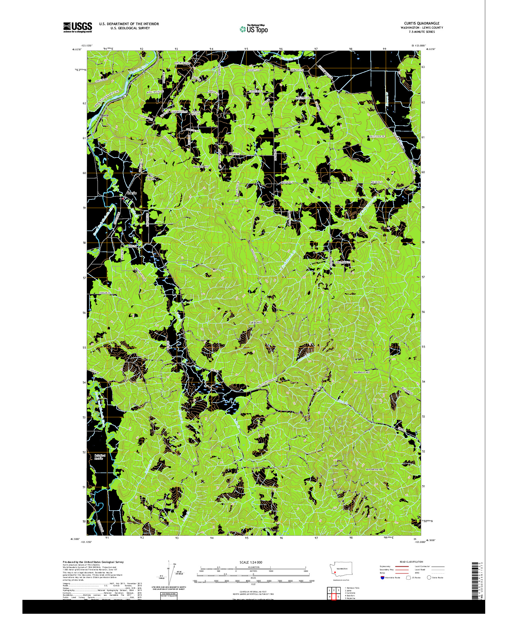 USGS US TOPO 7.5-MINUTE MAP FOR CURTIS, WA 2020