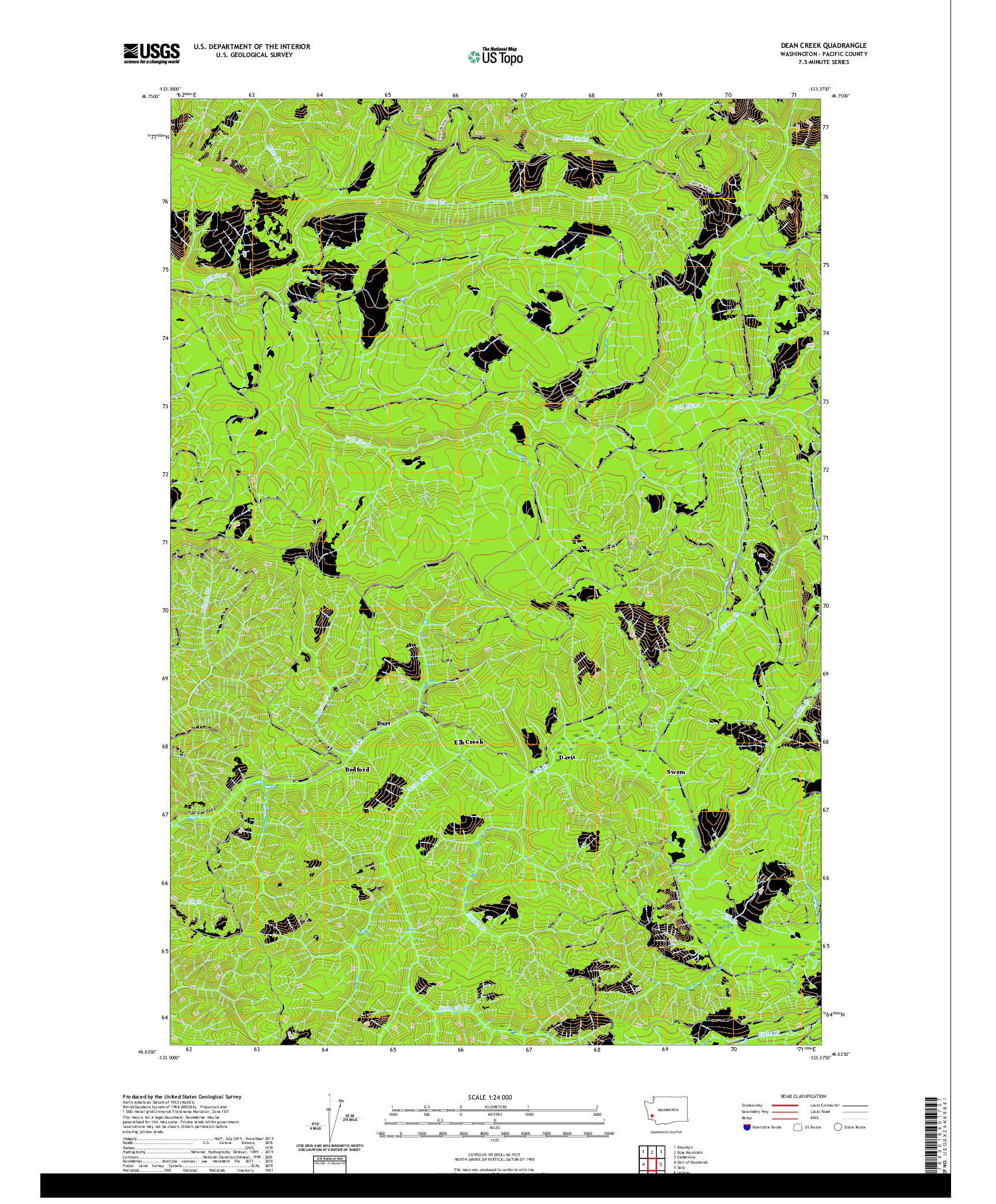 USGS US TOPO 7.5-MINUTE MAP FOR DEAN CREEK, WA 2020