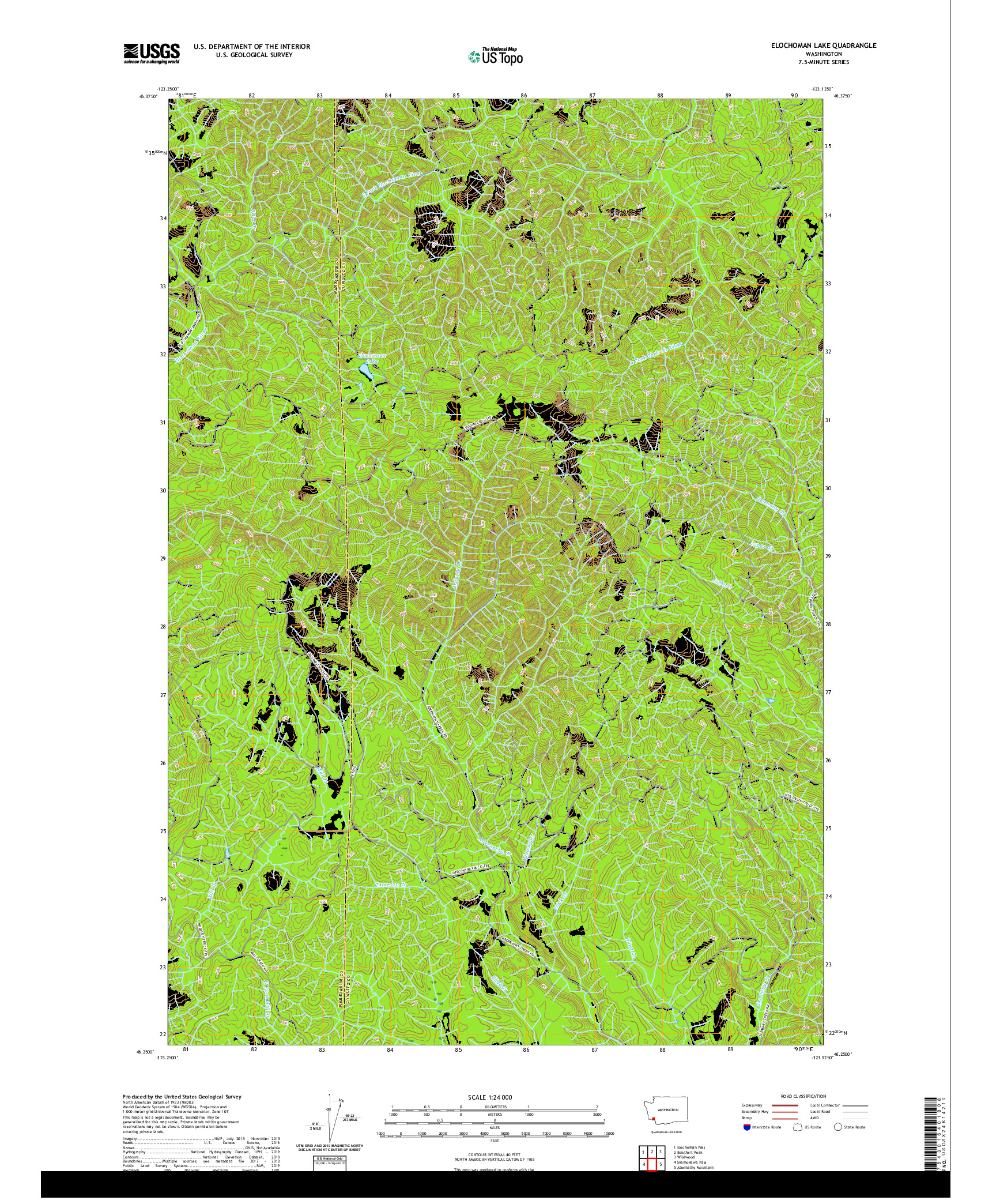 USGS US TOPO 7.5-MINUTE MAP FOR ELOCHOMAN LAKE, WA 2020