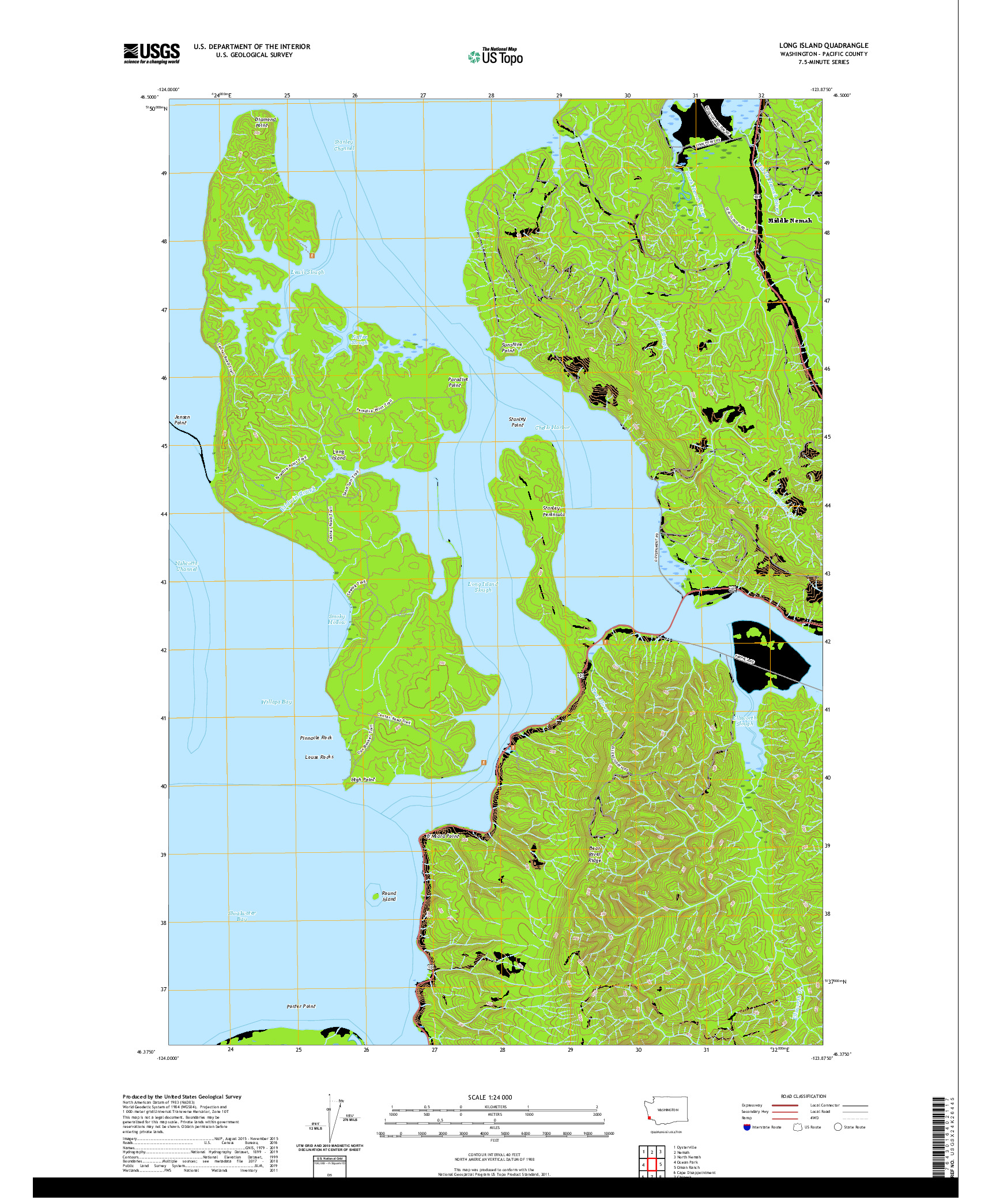 USGS US TOPO 7.5-MINUTE MAP FOR LONG ISLAND, WA 2020