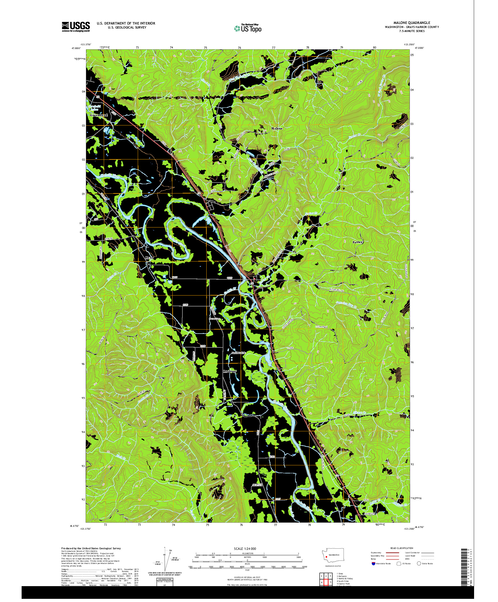 USGS US TOPO 7.5-MINUTE MAP FOR MALONE, WA 2020