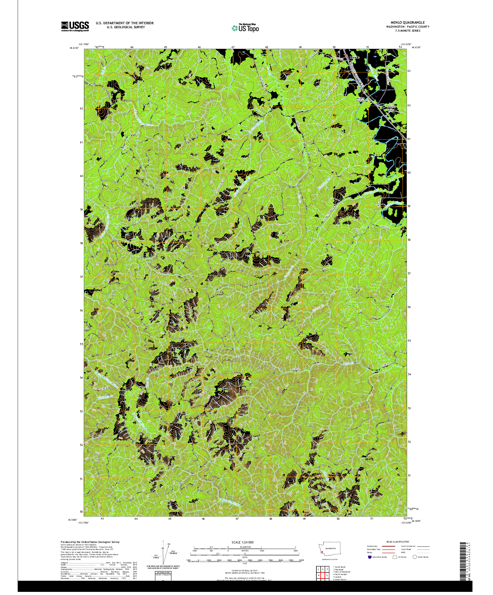 USGS US TOPO 7.5-MINUTE MAP FOR MENLO, WA 2020