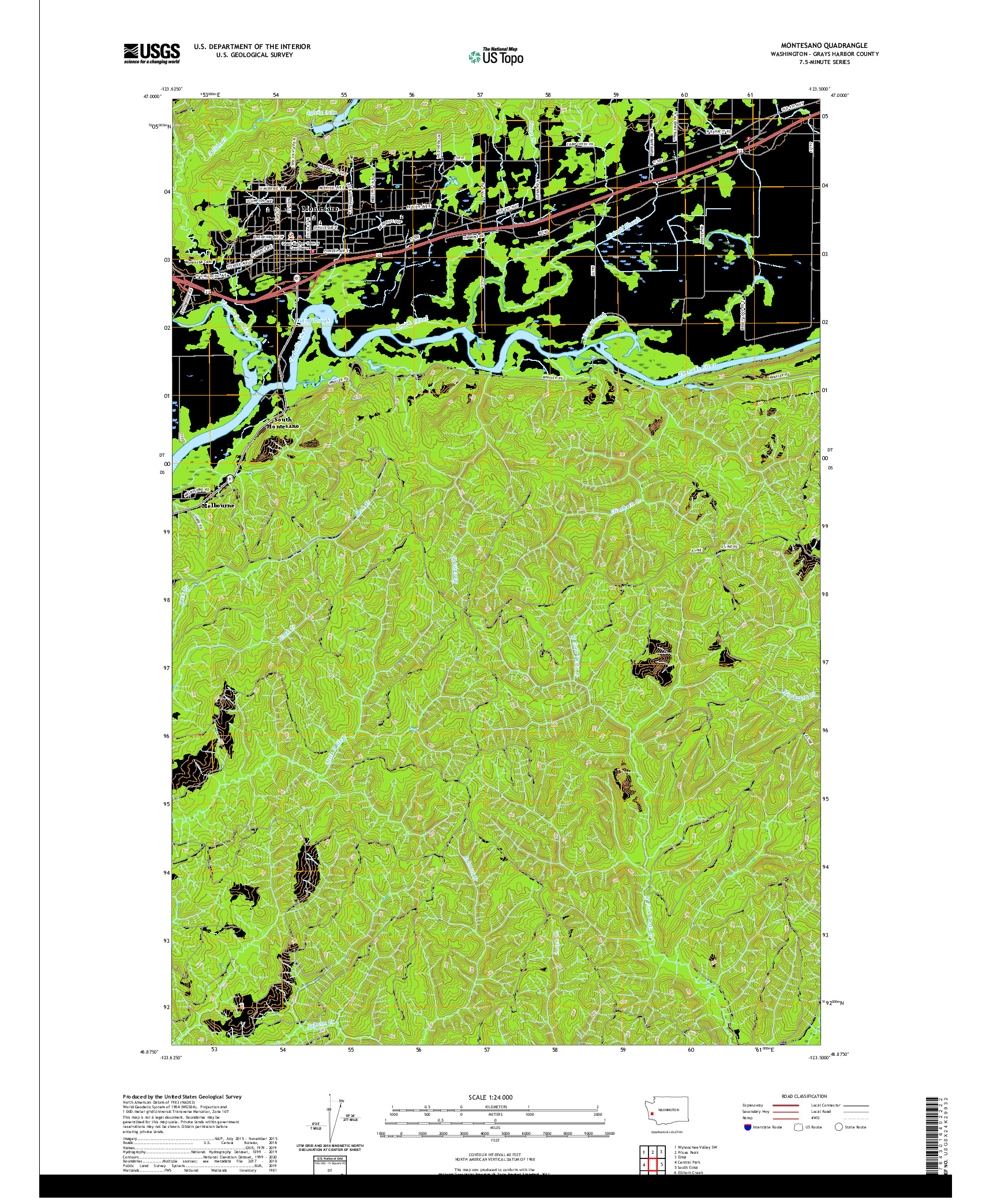 USGS US TOPO 7.5-MINUTE MAP FOR MONTESANO, WA 2020