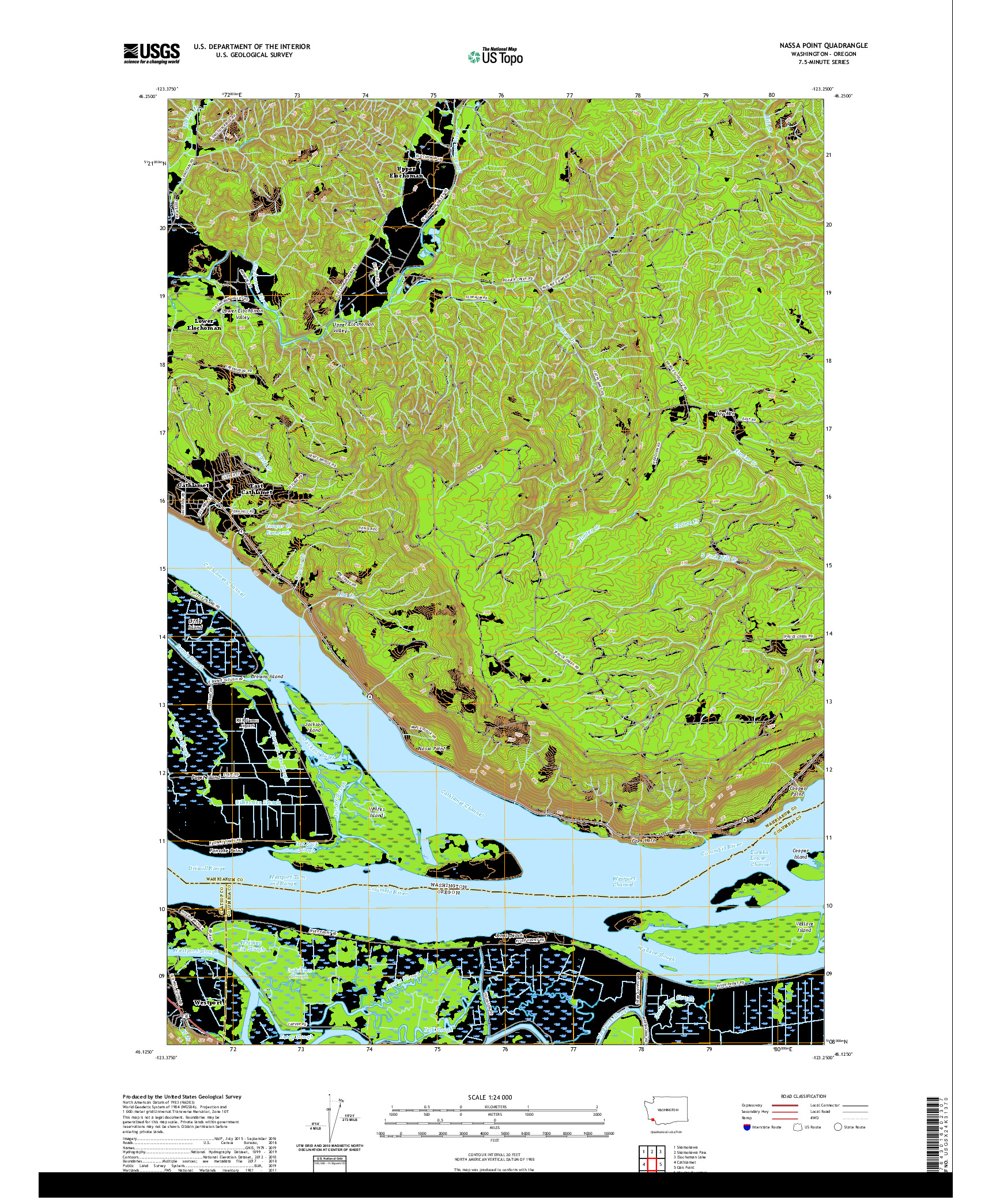 USGS US TOPO 7.5-MINUTE MAP FOR NASSA POINT, WA,OR 2020