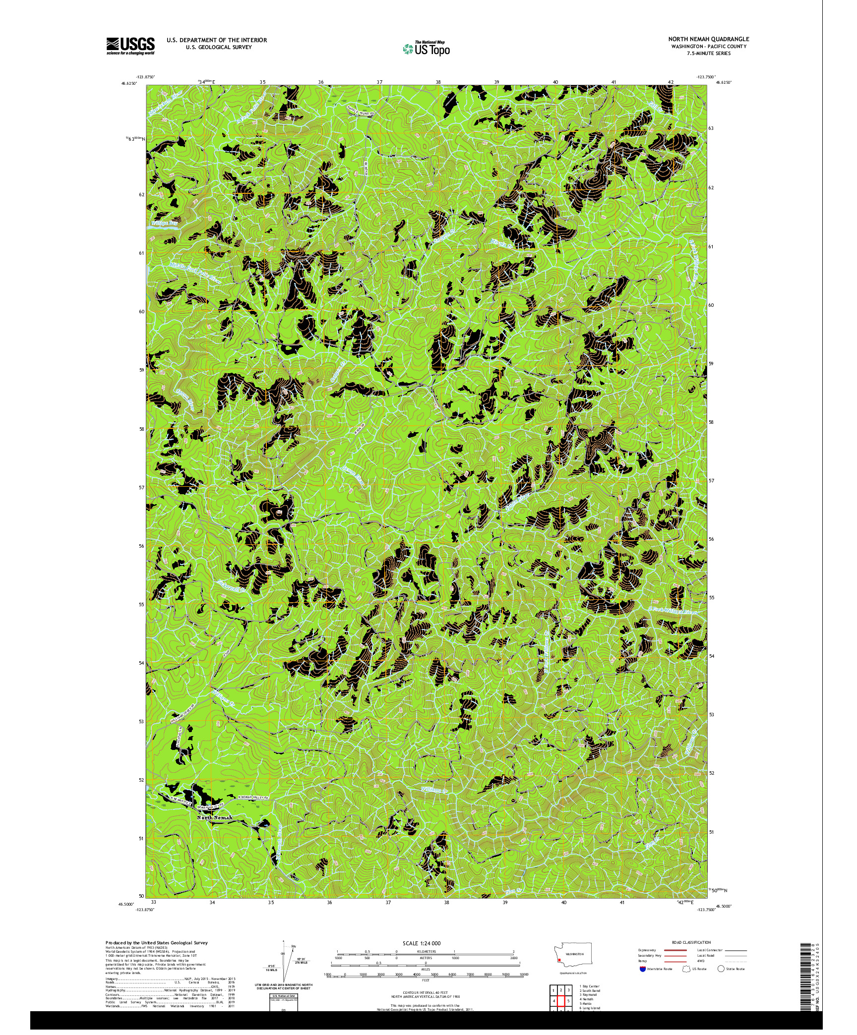 USGS US TOPO 7.5-MINUTE MAP FOR NORTH NEMAH, WA 2020