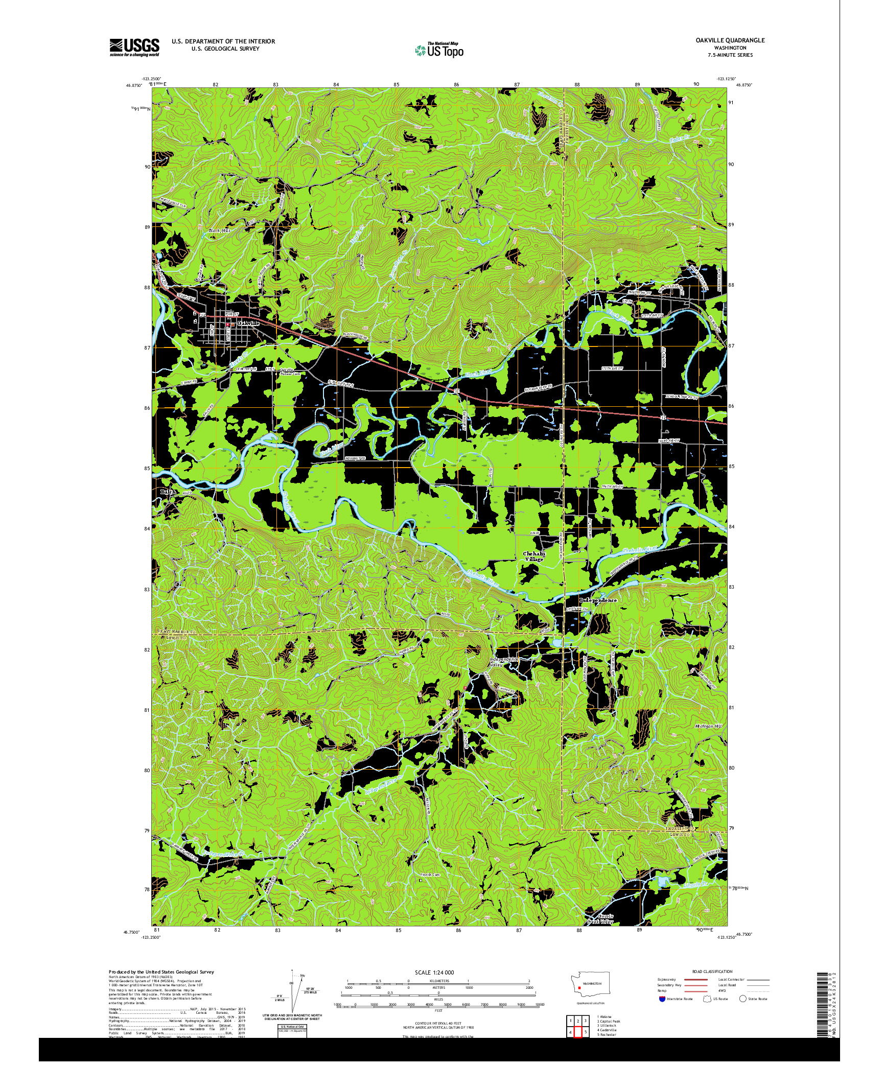 USGS US TOPO 7.5-MINUTE MAP FOR OAKVILLE, WA 2020